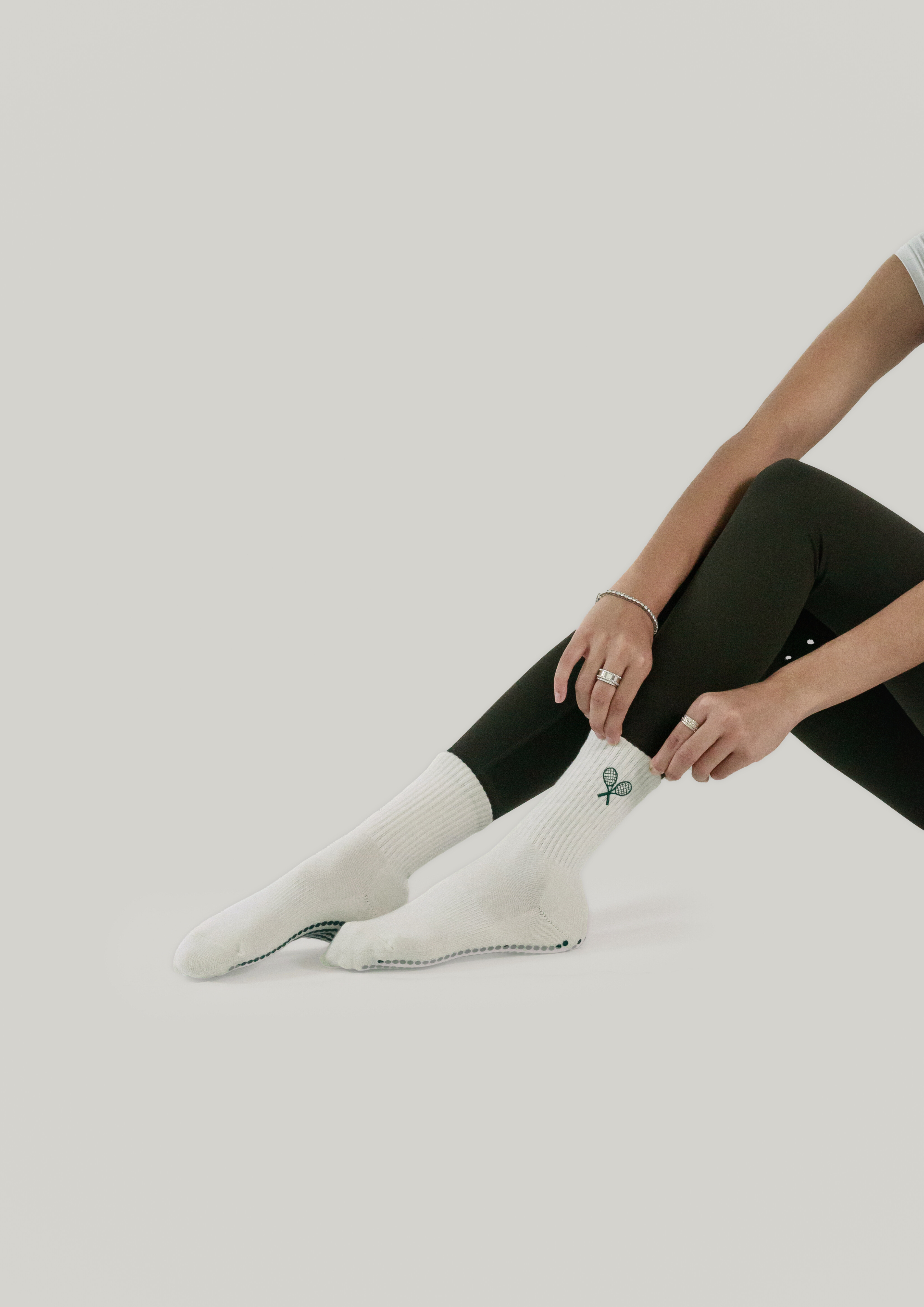 Pilates Grip Socks in Bone
