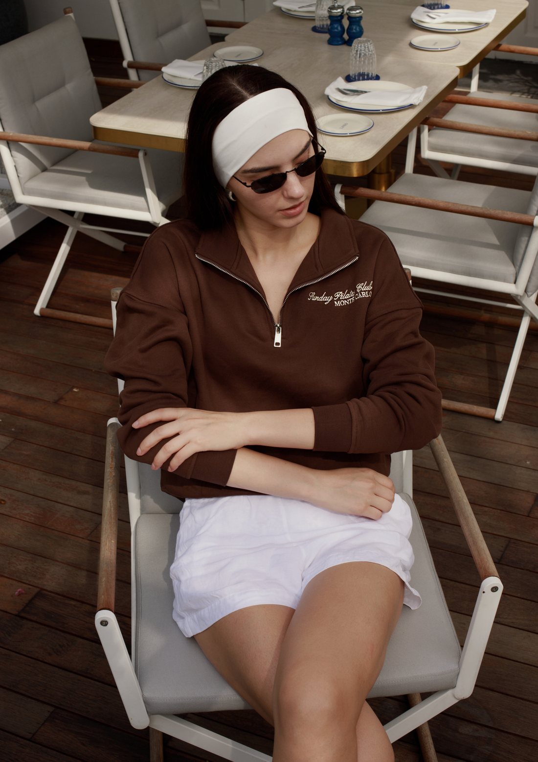 Monte Carlo 100% Cotton Half-Zip Sweater in Bourbon