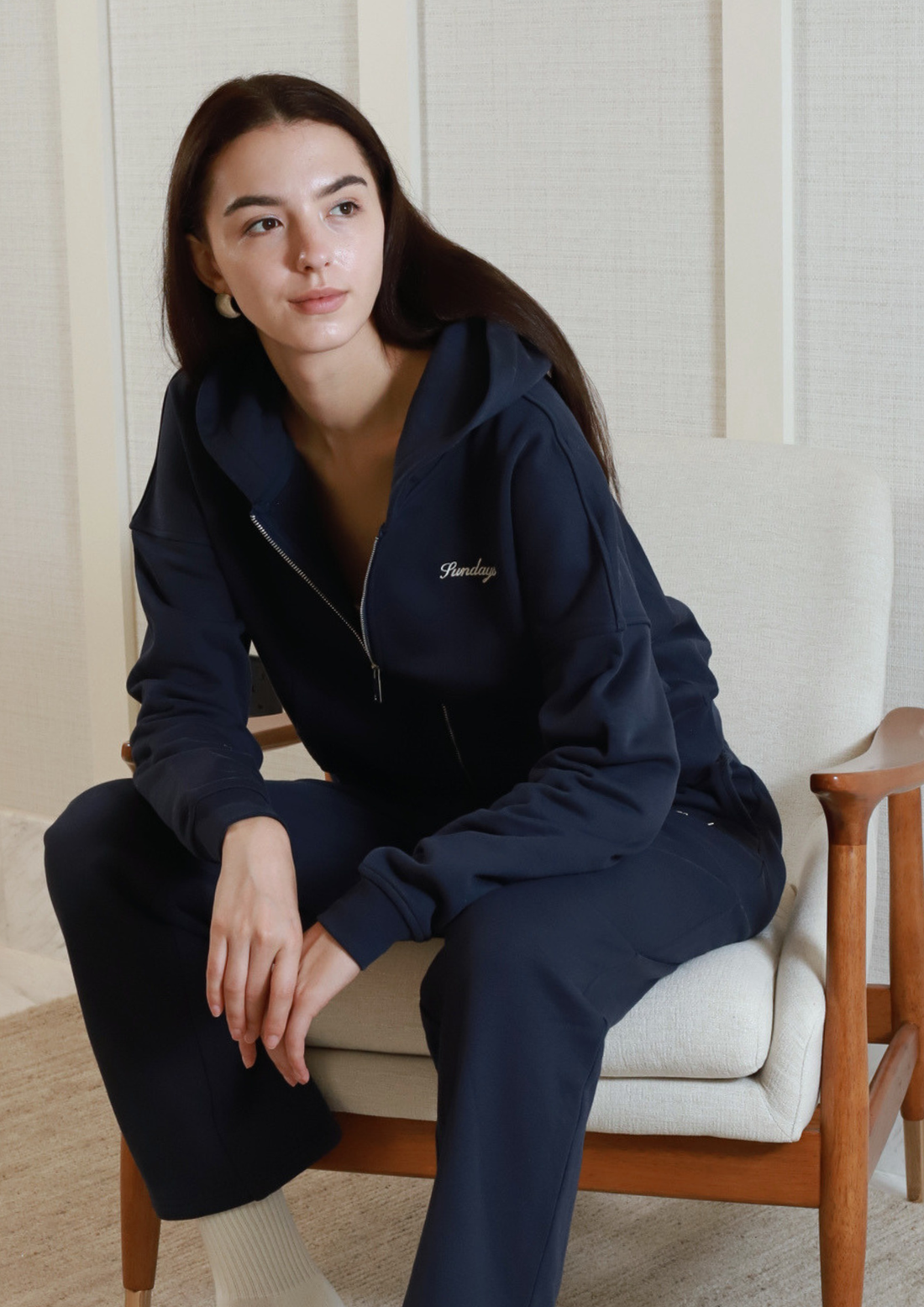 Sundays 100% Cotton Zip Hoodie in Royale Blue