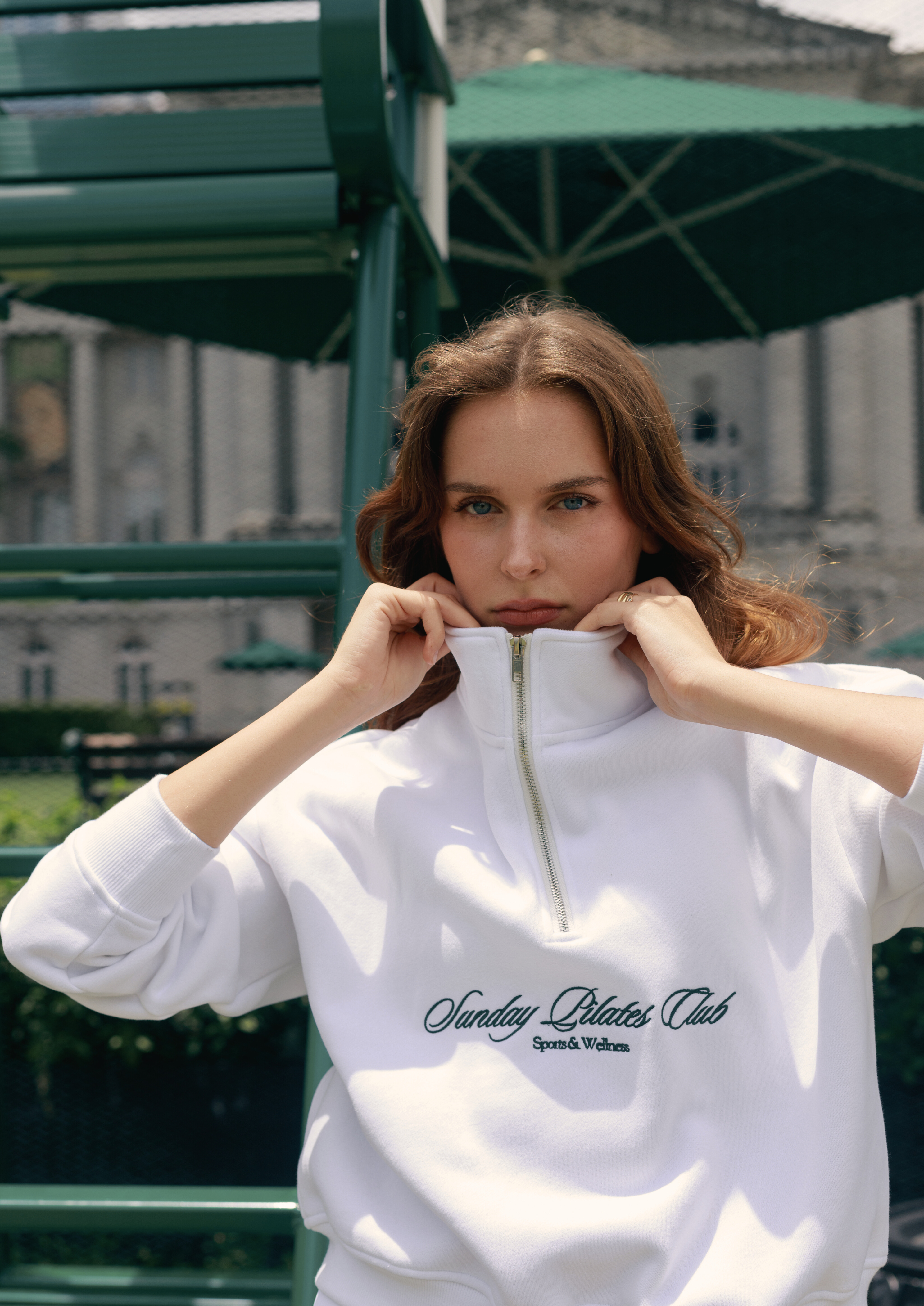 Half-Zip Sweater in Court White