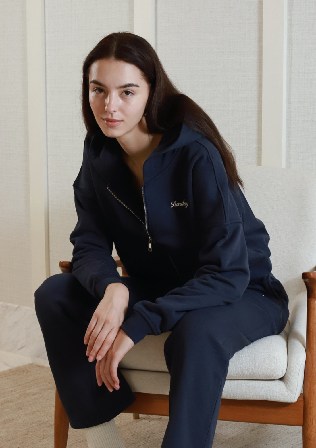 Sundays 100% Cotton Zip Hoodie in Royale Blue