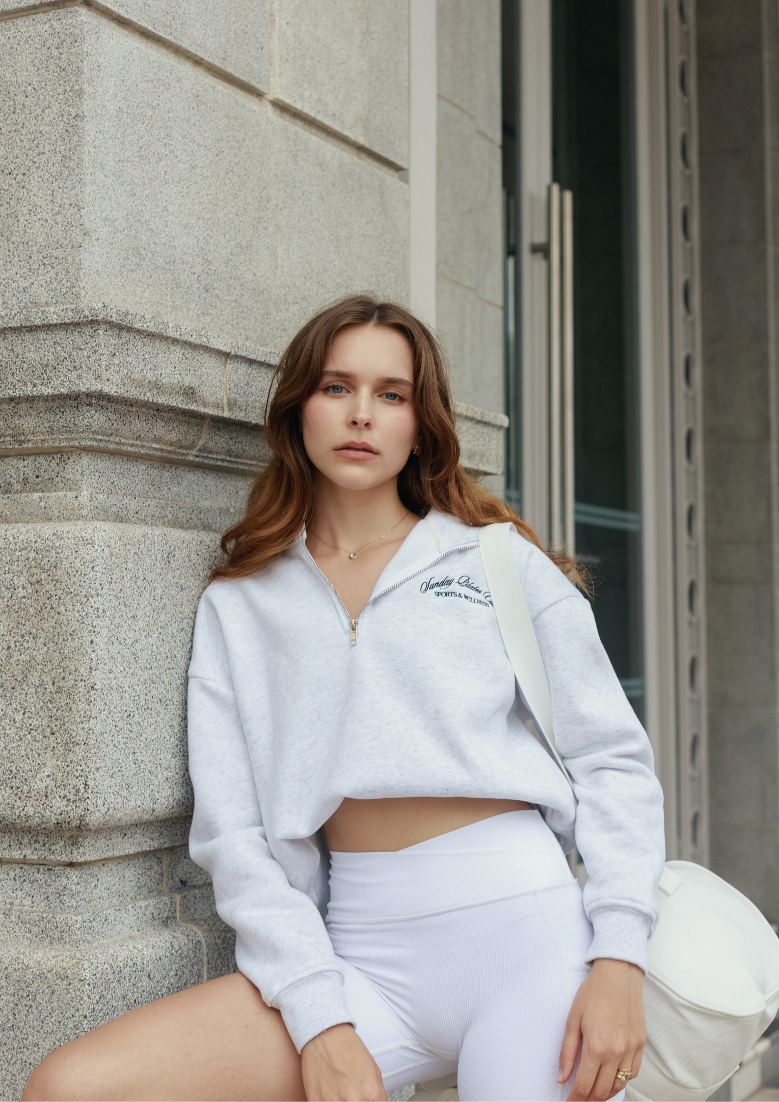 Half-Zip Sweater in Heather Grey