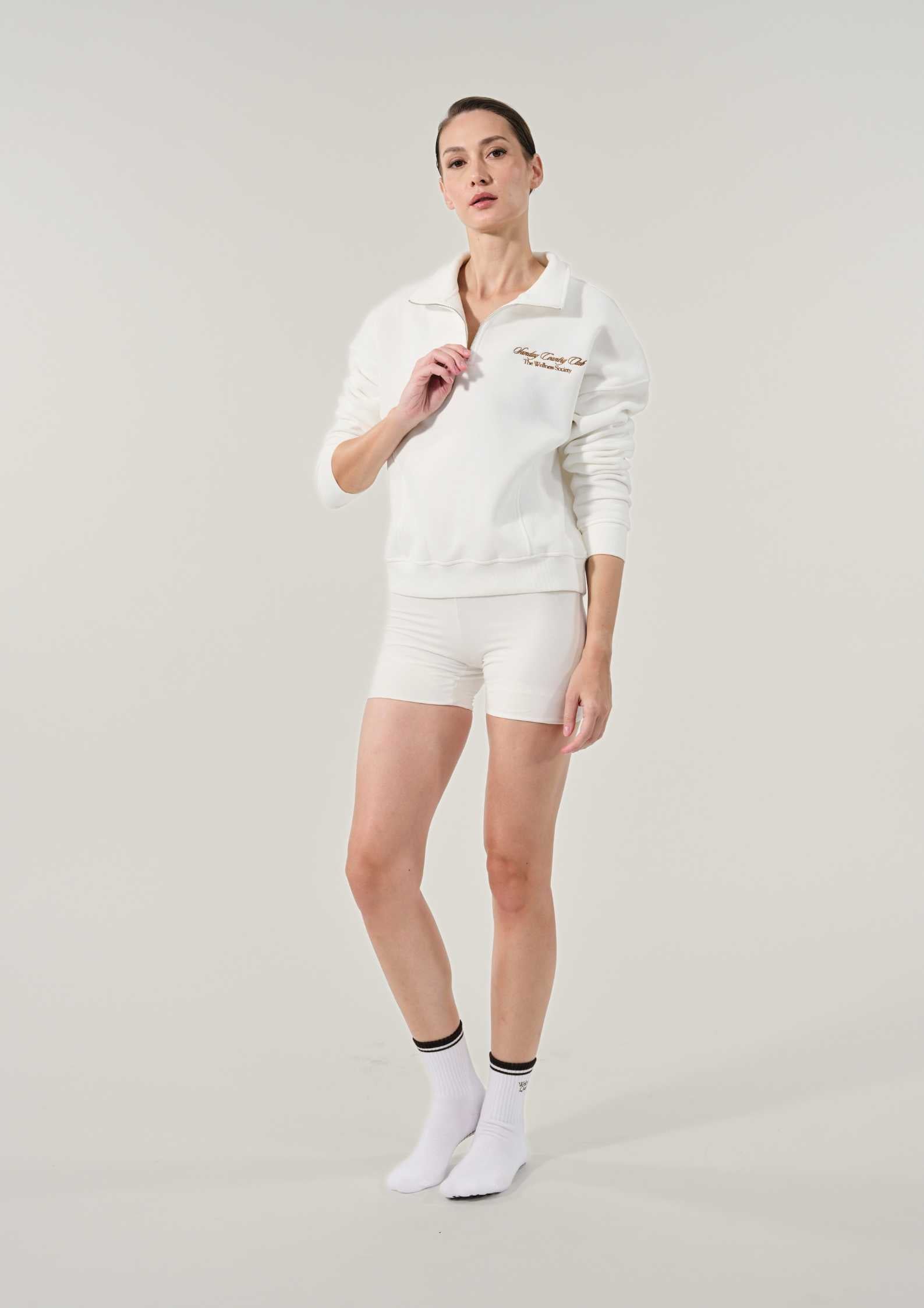 Sunday Country Club Half-Zip Sweater in Ivory