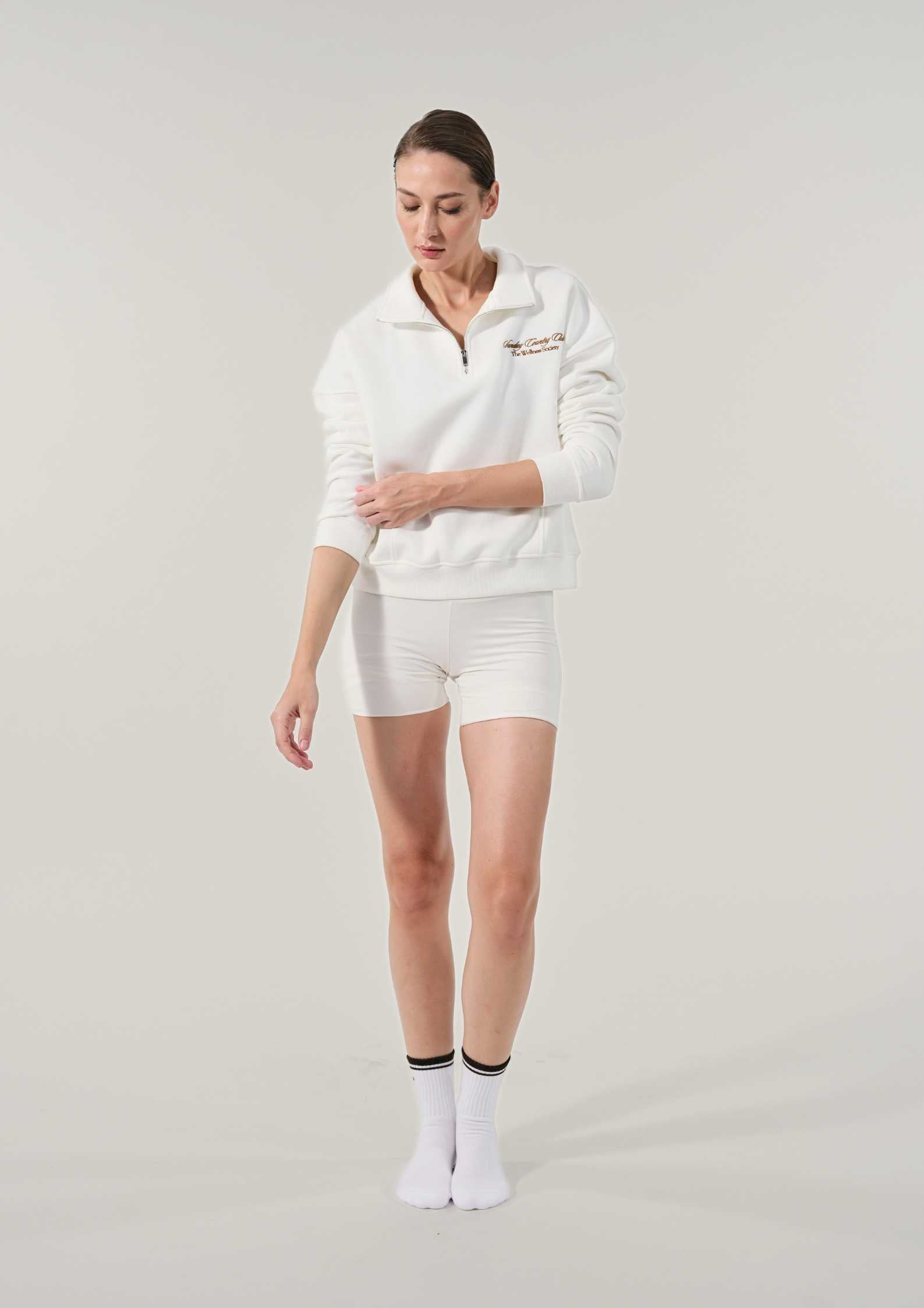Sunday Country Club Half-Zip Sweater in Ivory