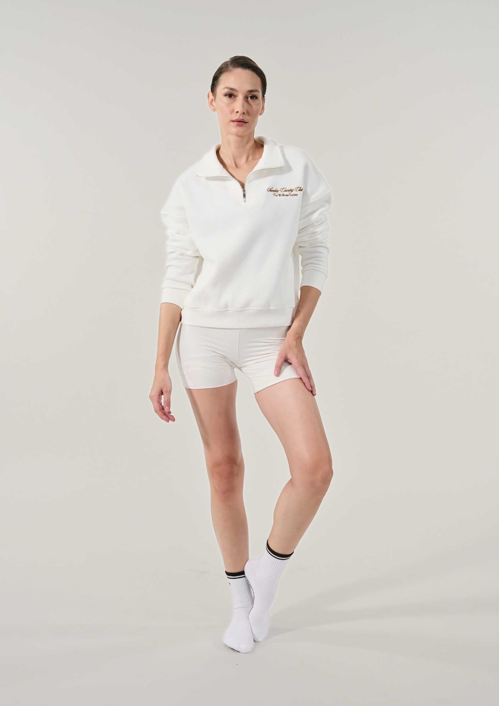 Sunday Country Club Half-Zip Sweater in Ivory