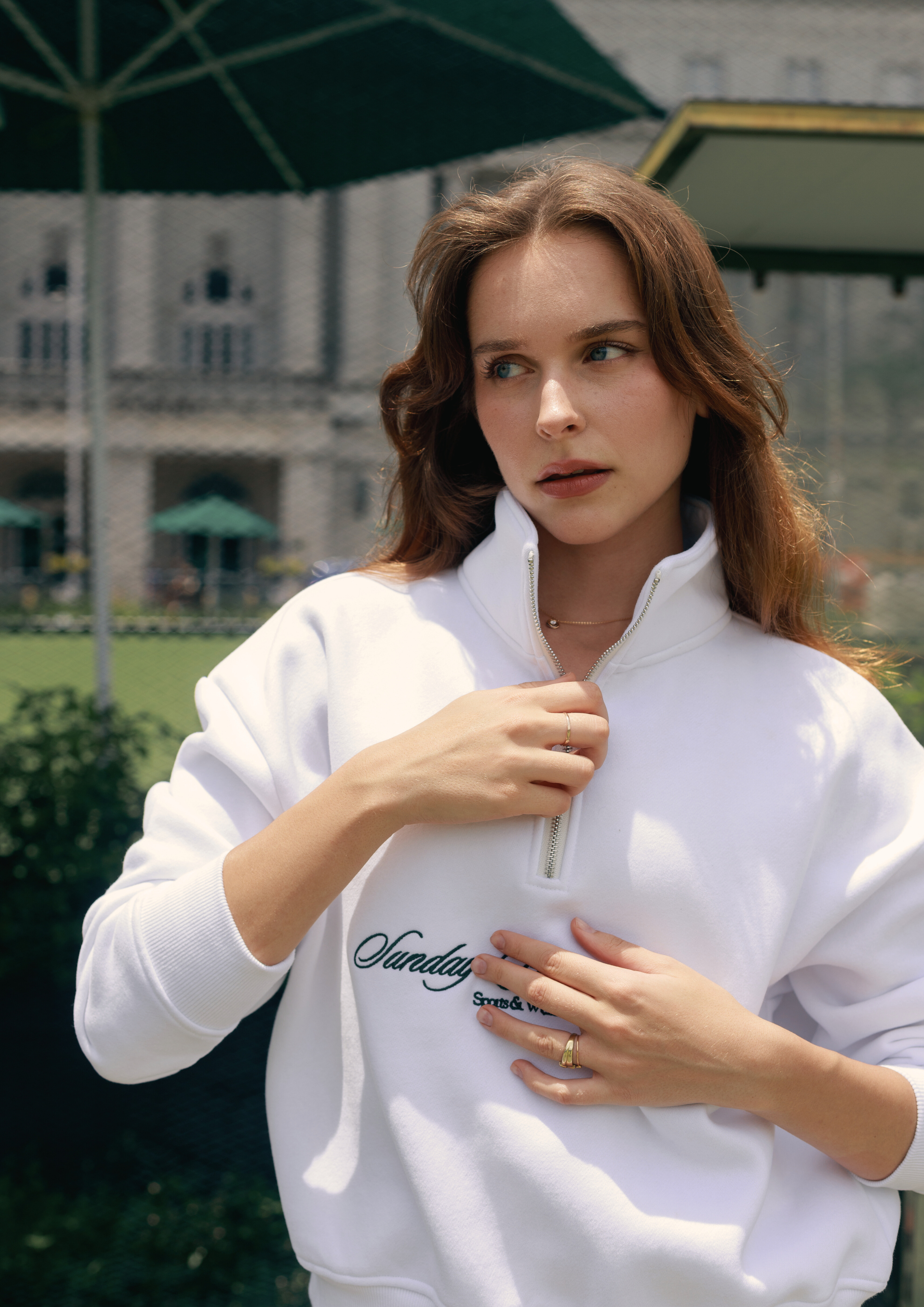 Half-Zip Sweater in Court White