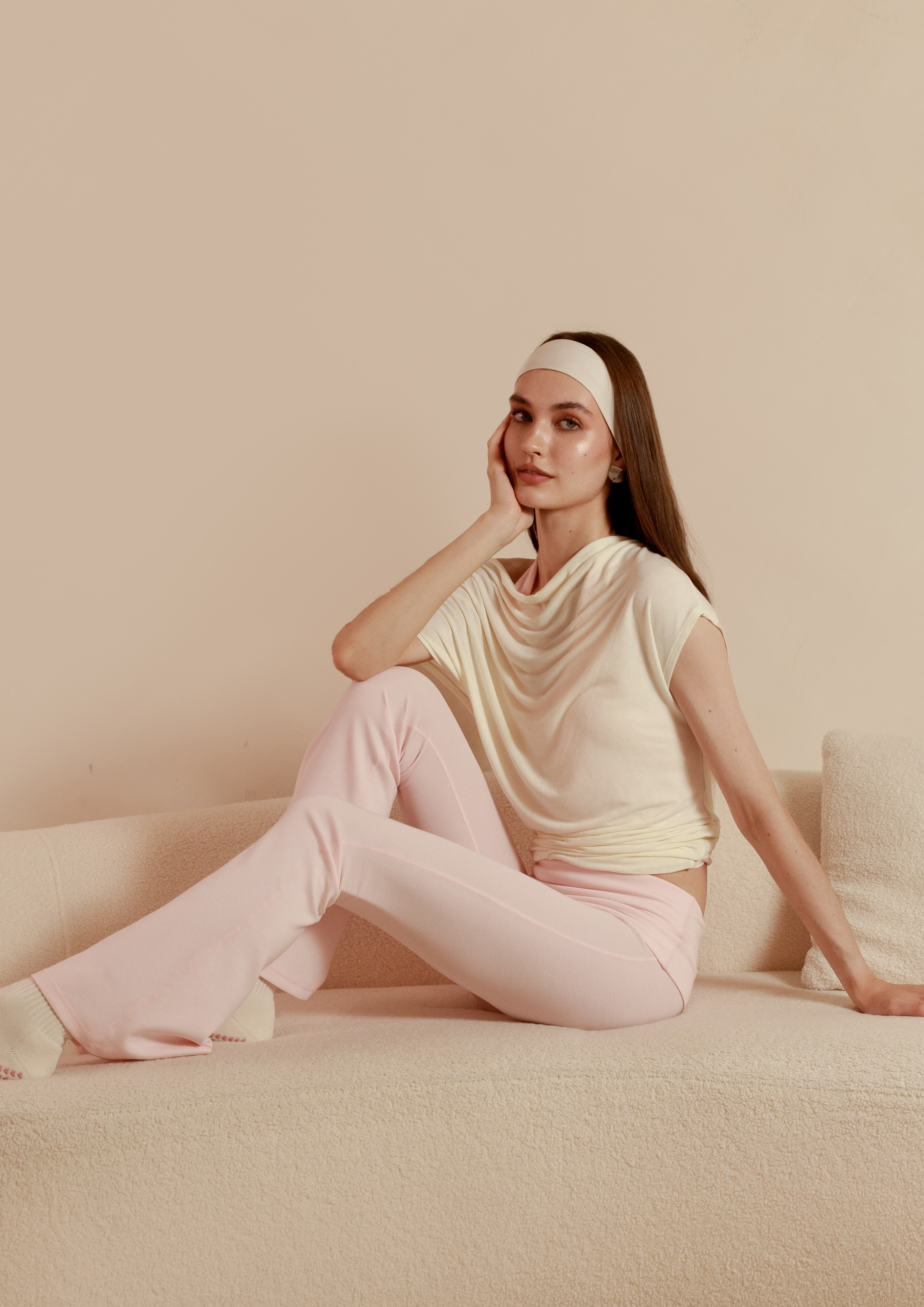 Buttery Soft Drape Off-Shoulder Top in Vanilla