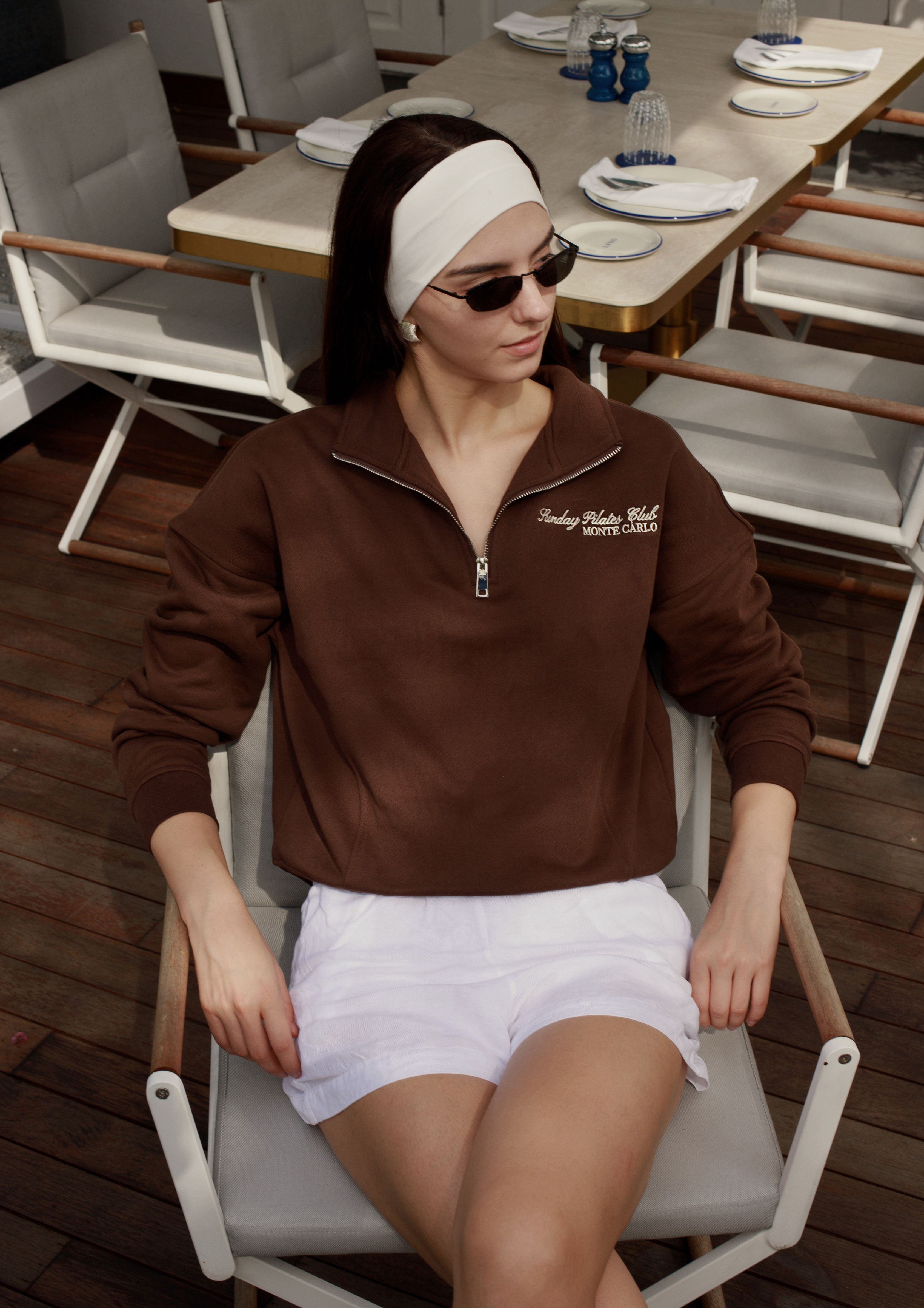 Monte Carlo 100% Cotton Half-Zip Sweater in Bourbon