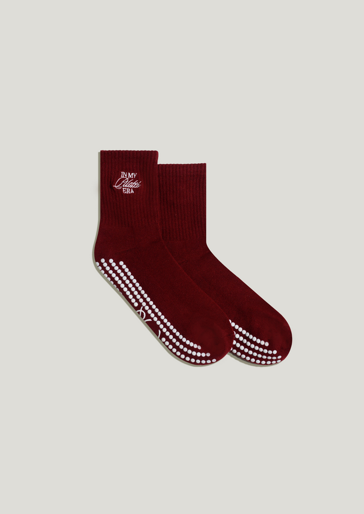 Pilates Grip Socks in Merlot