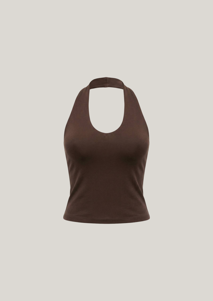 Soft Sculpt Halter Top in Chocolate