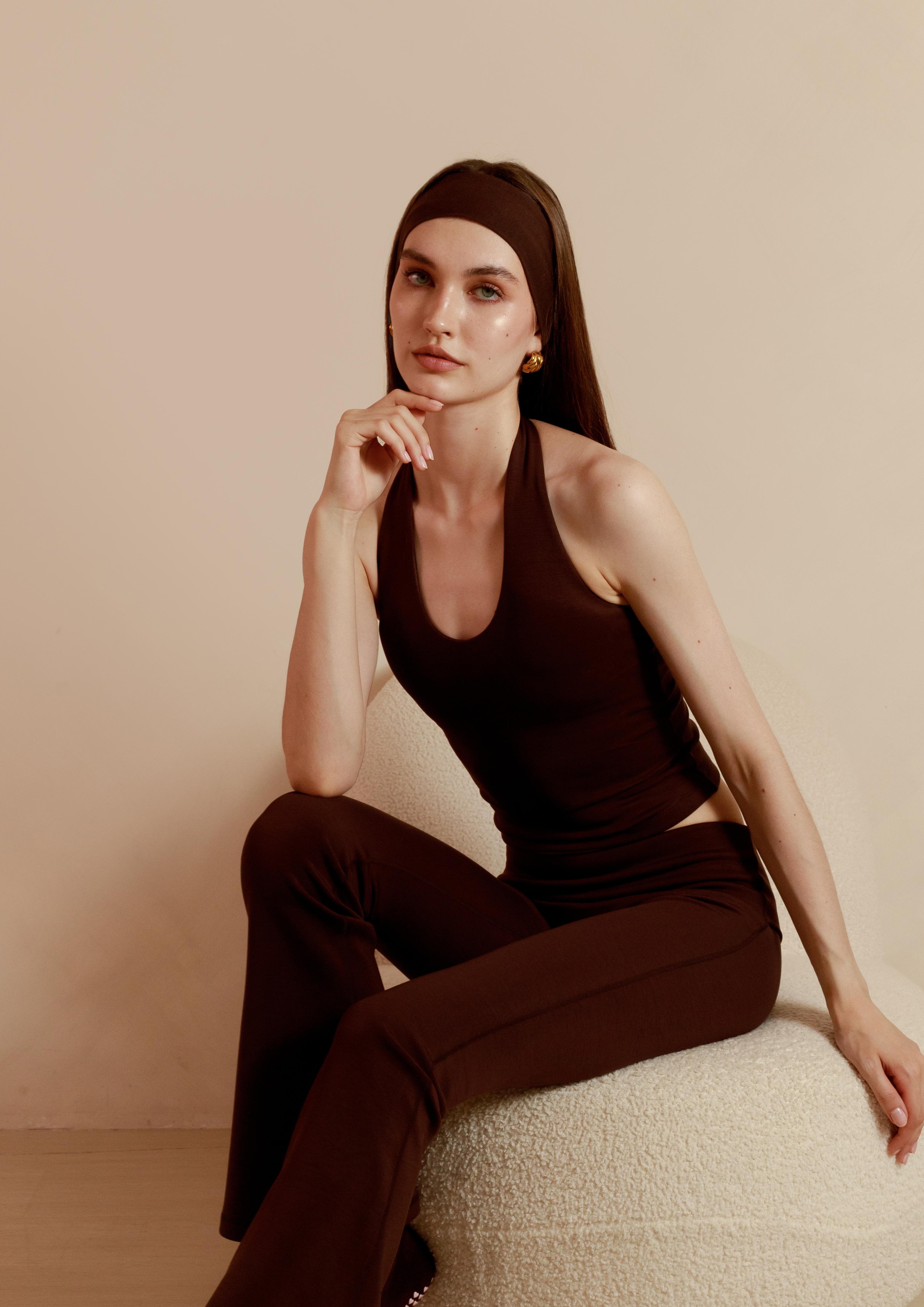 Soft Sculpt Halter Top in Chocolate