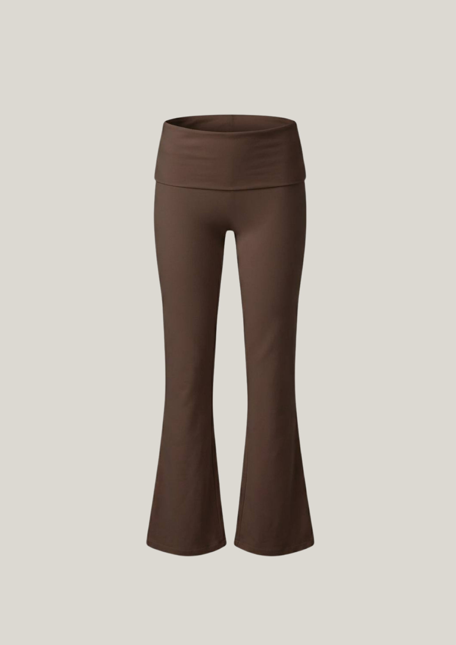 Soft Sculpt Fold Over Flare Pants in Chocolate