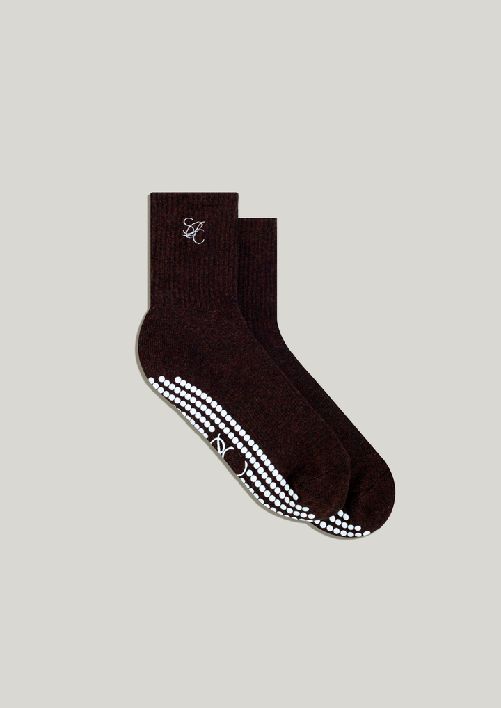Double-Grip Pilates Grip Socks in Deep Truffle