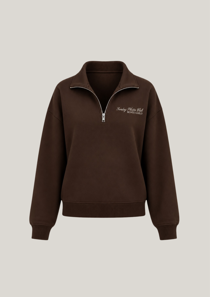 Monte Carlo 100% Cotton Half-Zip Sweater in Bourbon