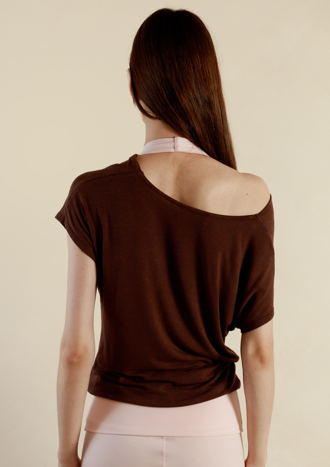 Buttery Soft Drape Off-Shoulder Top in Chocolate