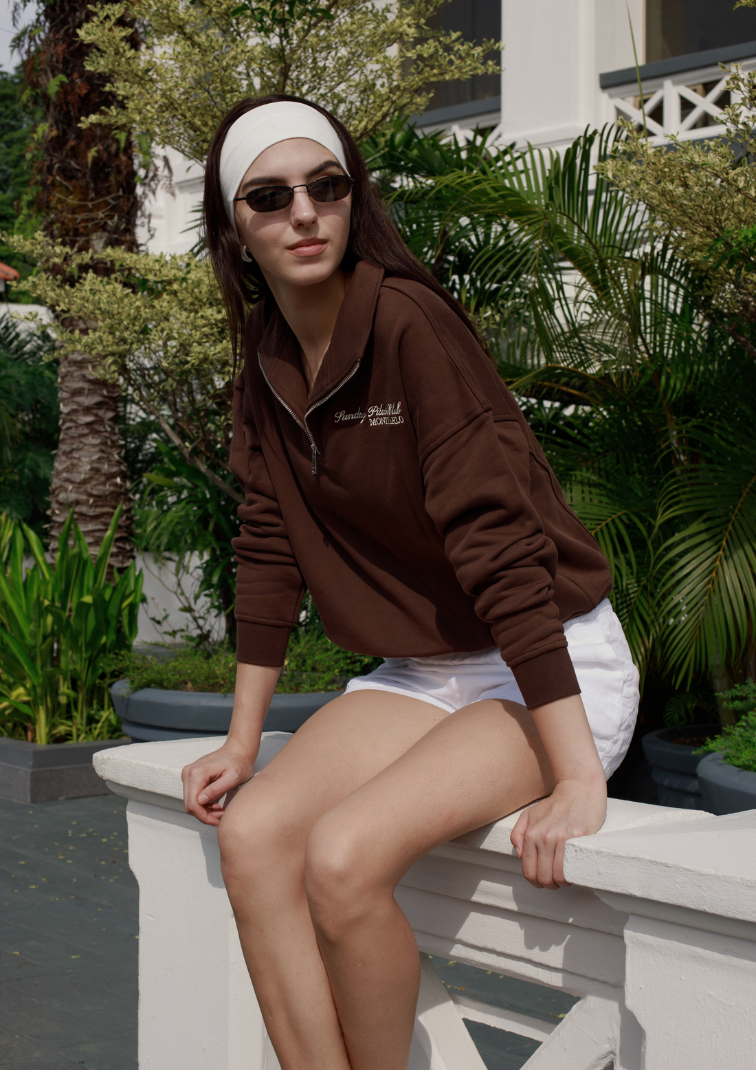 Monte Carlo 100% Cotton Half-Zip Sweater in Bourbon
