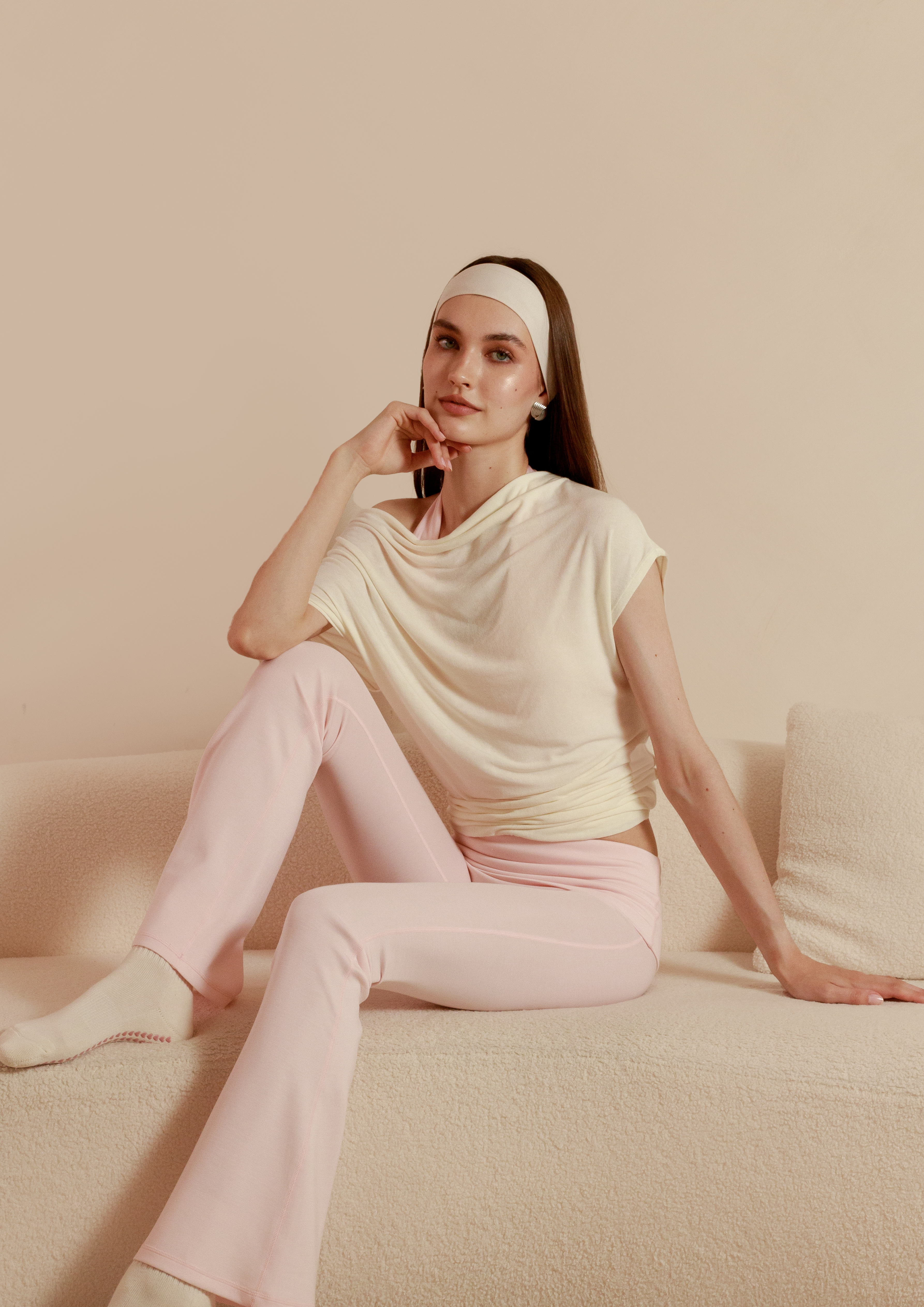 Buttery Soft Drape Off-Shoulder Top in Vanilla