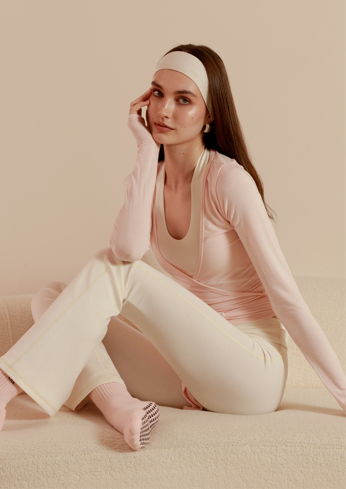 Buttery Soft Pilates Wrap Top in Strawberry Milk