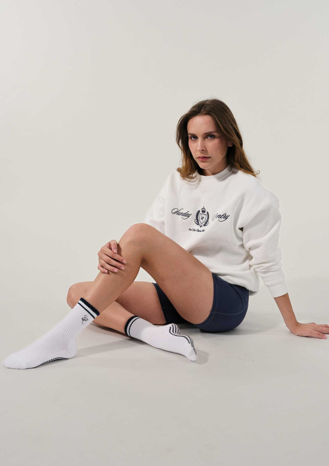 Sunday Country Club Crew Neck Sweater in Ivory