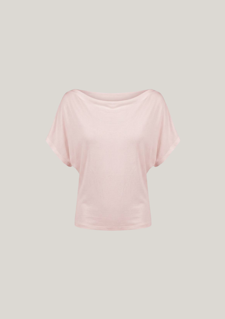 Buttery Soft Drape Off-Shoulder Top in Strawberry Milk