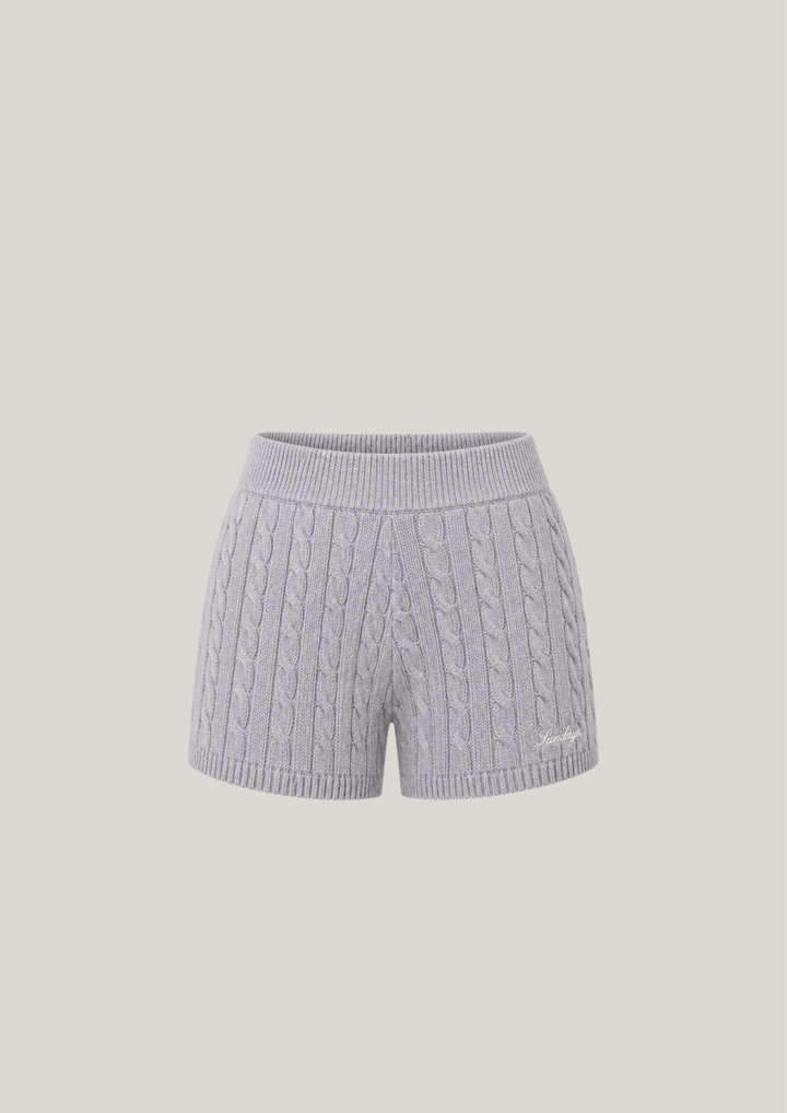 Cotton Cable Knit Shorts in Slate