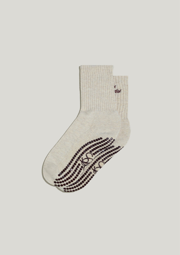 Double-Grip Pilates Grip Socks in Crème