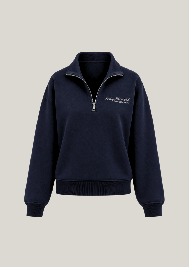 Monte Carlo 100% Cotton Half-Zip Sweater in Royale Blue