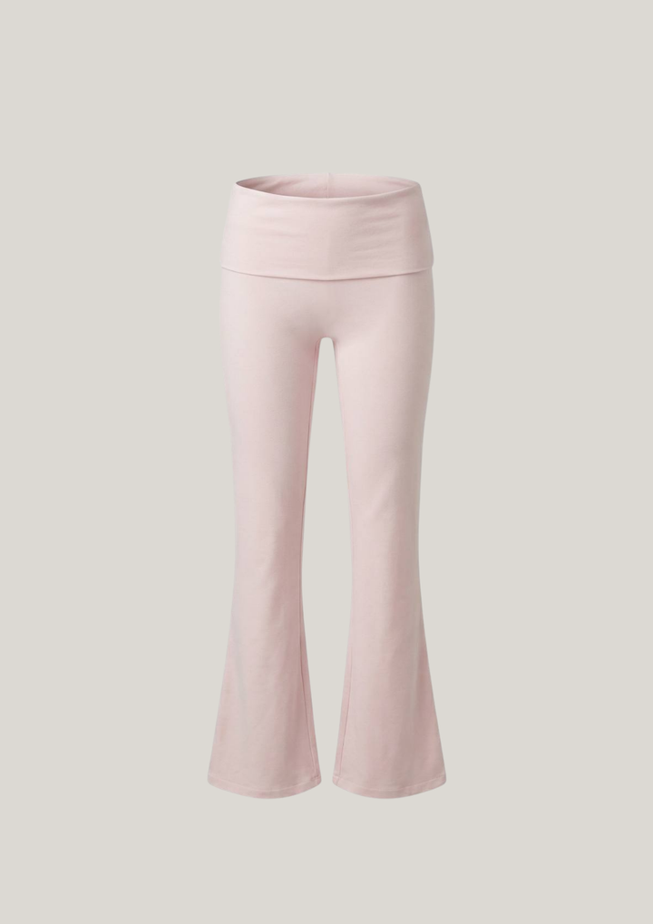 Soft Sculpt Fold Over Flare Pants in Strawberry Milk