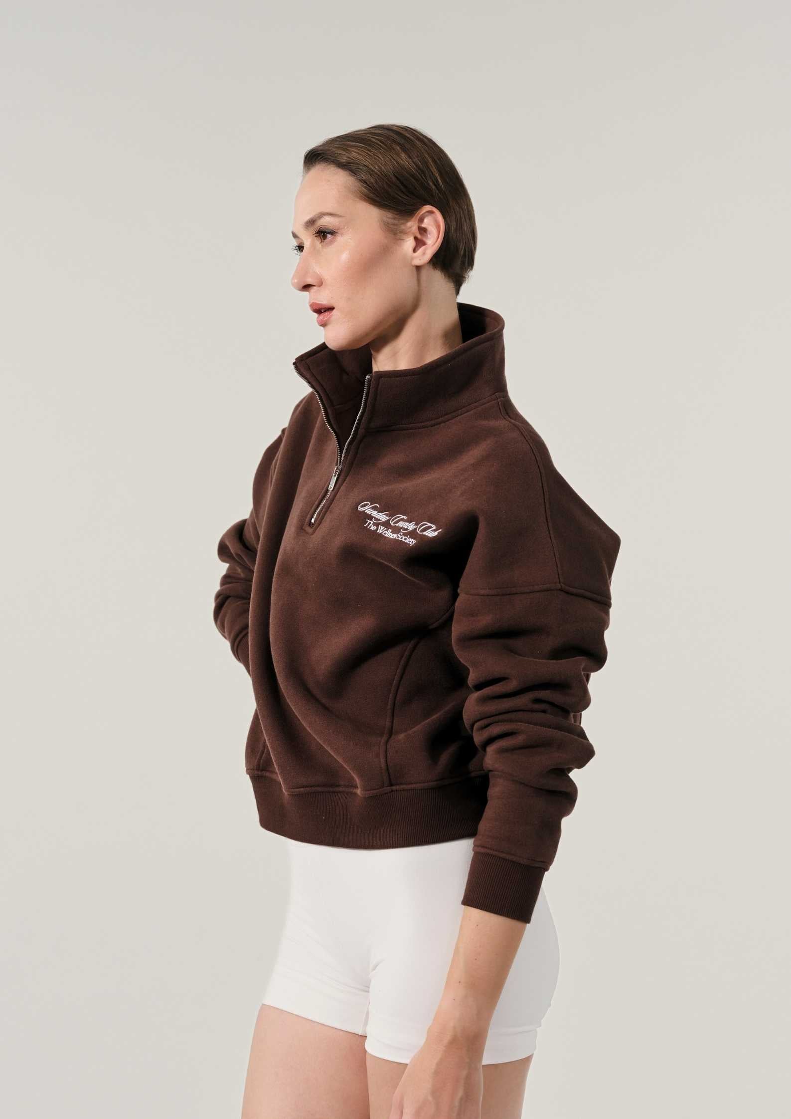Sunday Country Club Half-Zip Sweater in Mahogany