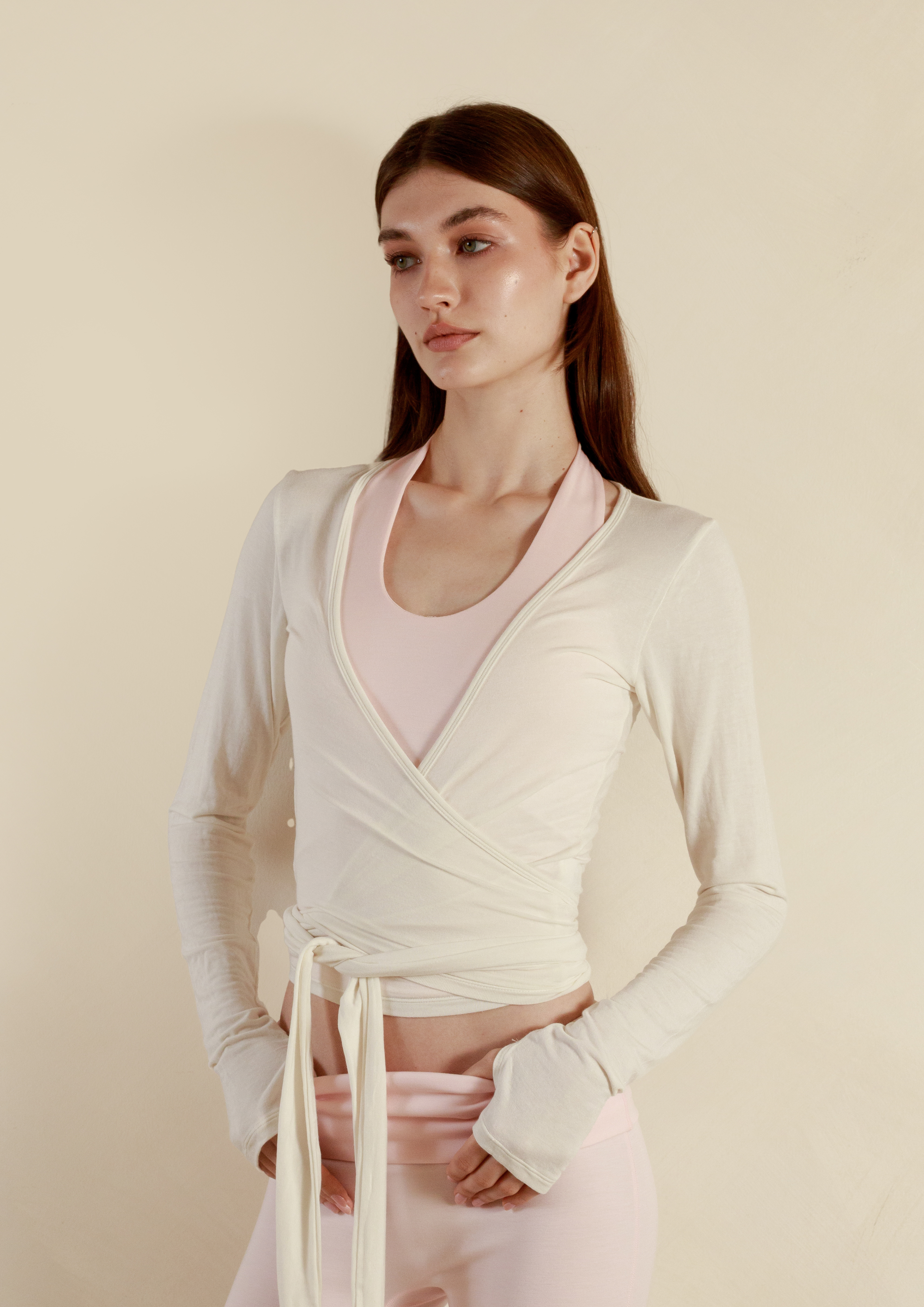 Buttery Soft Pilates Wrap Top in Vanilla