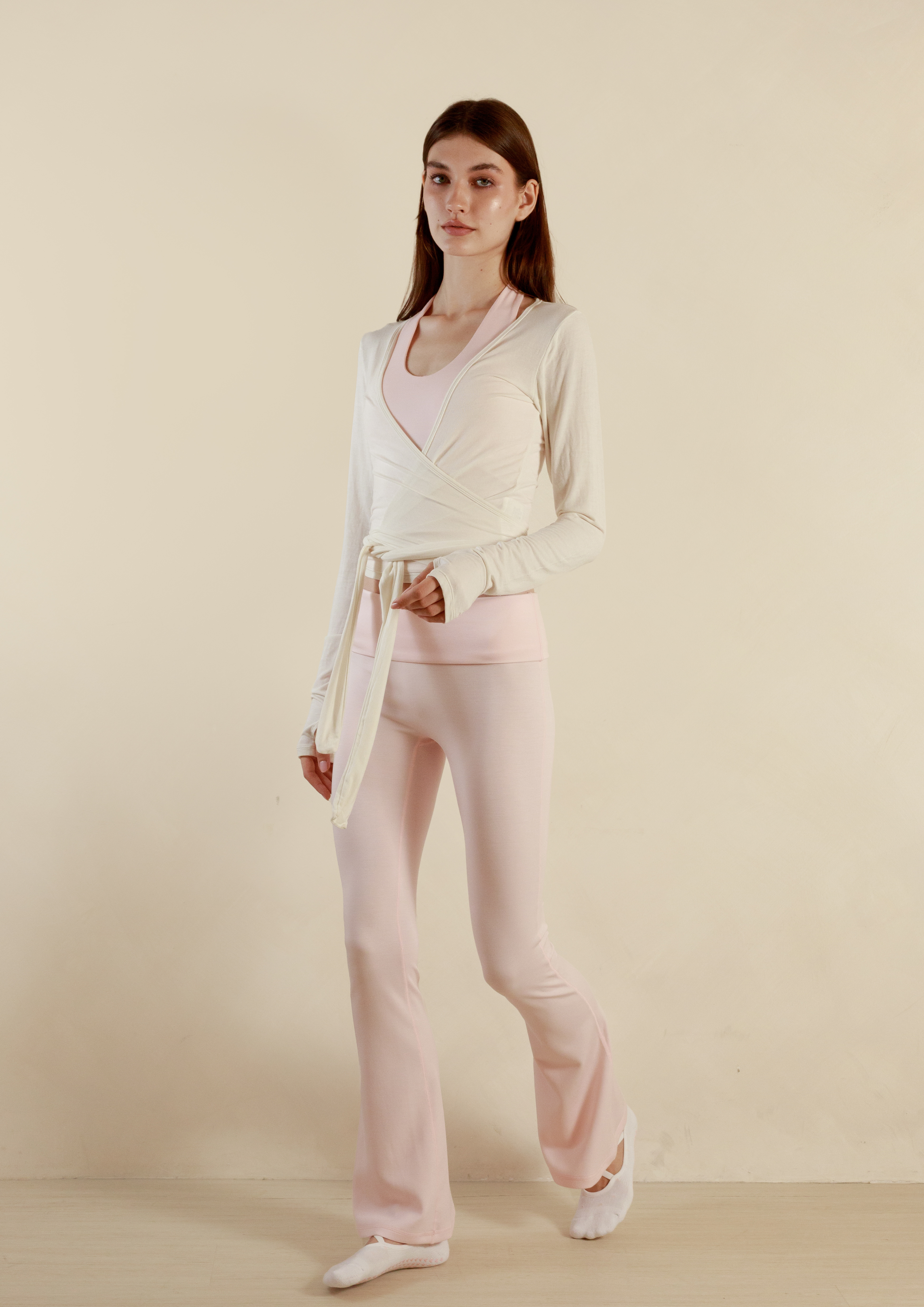 Buttery Soft Pilates Wrap Top in Vanilla