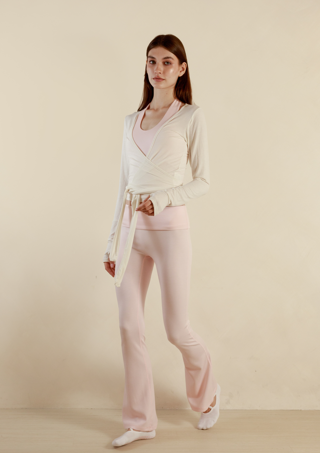 Buttery Soft Pilates Wrap Top in Vanilla