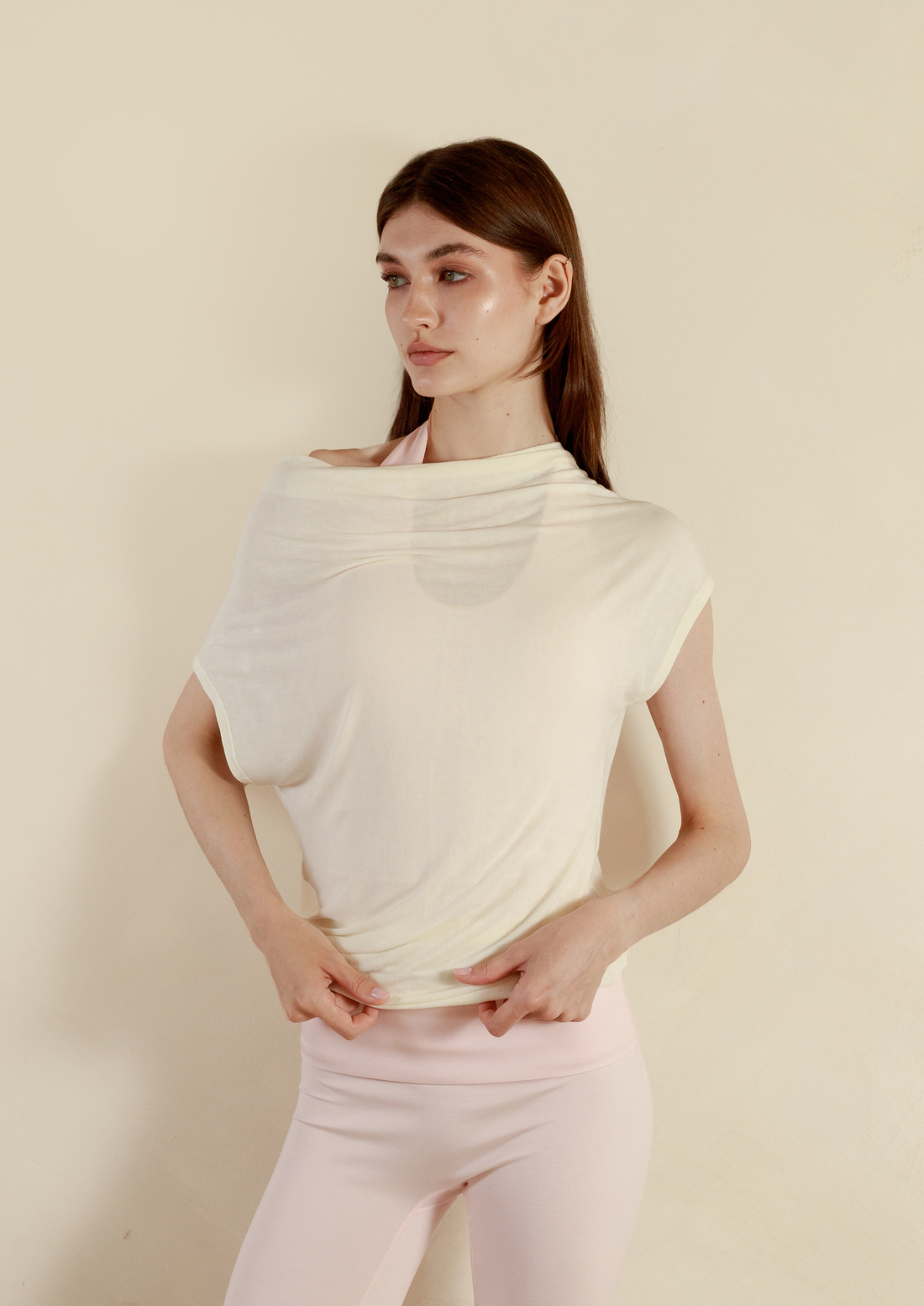Buttery Soft Drape Off-Shoulder Top in Vanilla