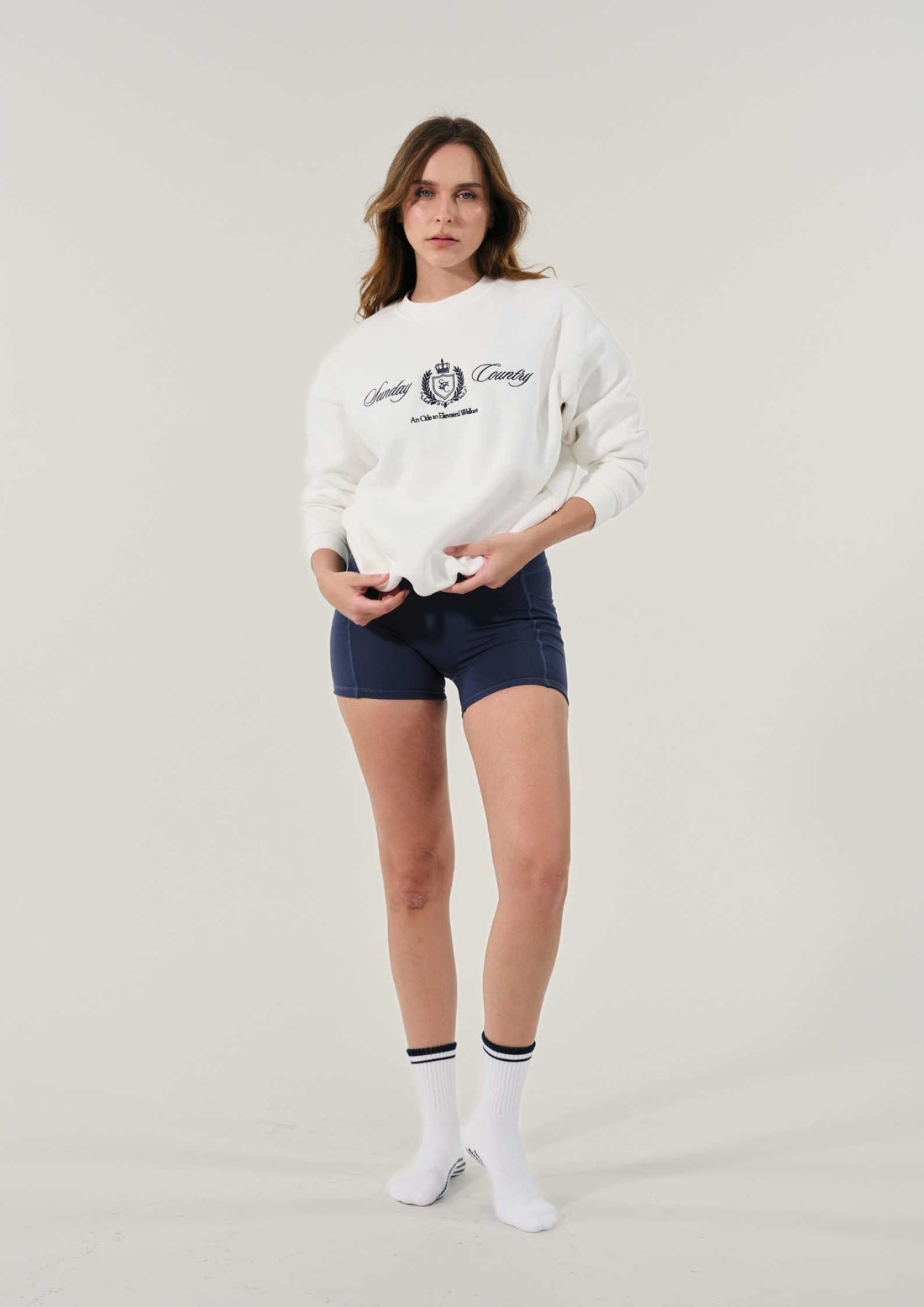 Sunday Country Club Crew Neck Sweater in Ivory