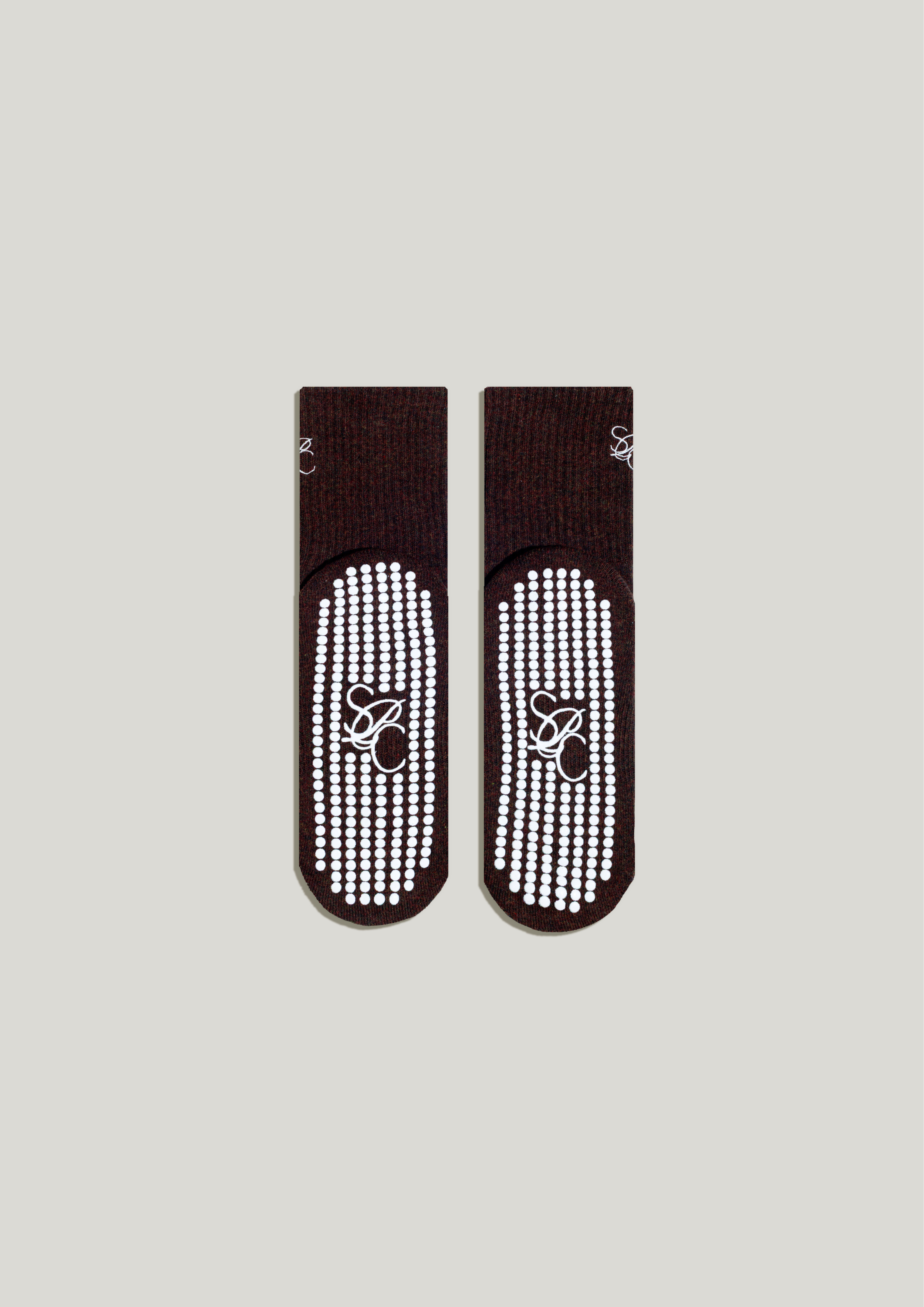 Double-Grip Pilates Grip Socks in Deep Truffle
