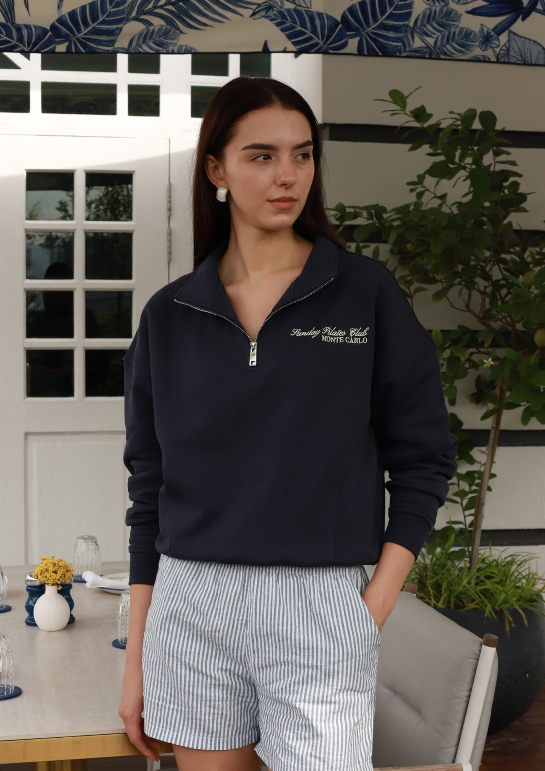 Monte Carlo 100% Cotton Half-Zip Sweater in Royale Blue