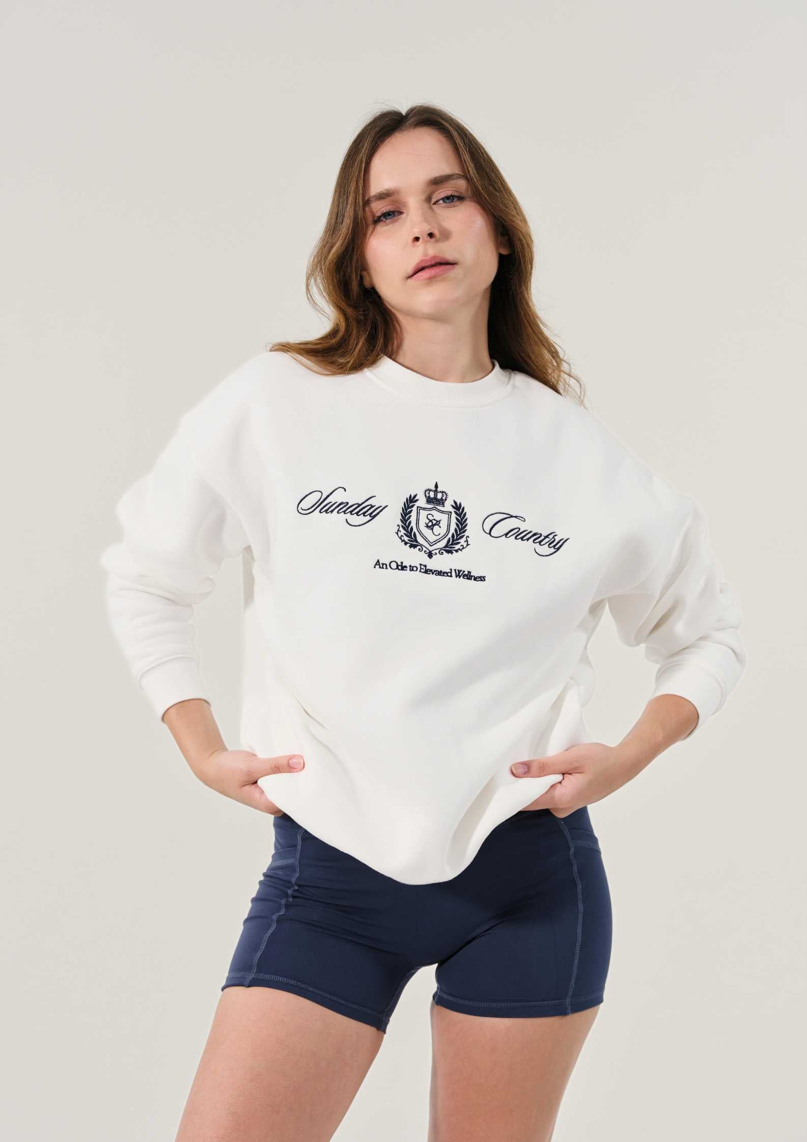 Sunday Country Club Crew Neck Sweater in Ivory