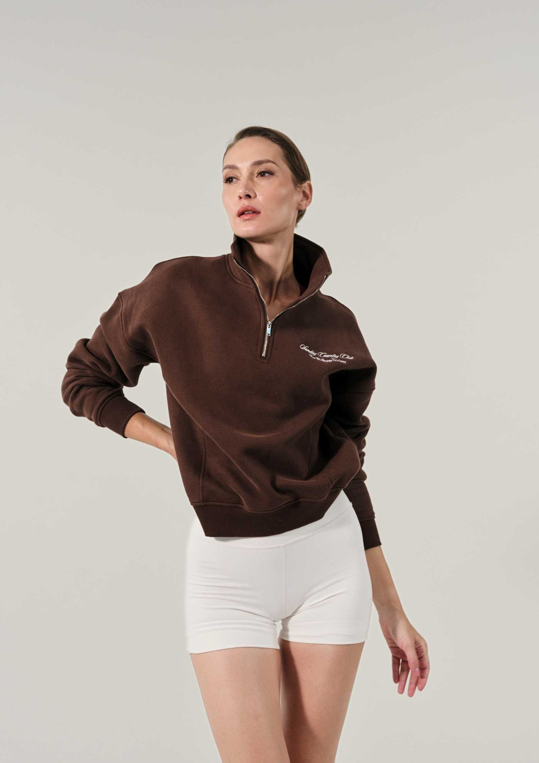 Sunday Country Club Half-Zip Sweater in Mahogany