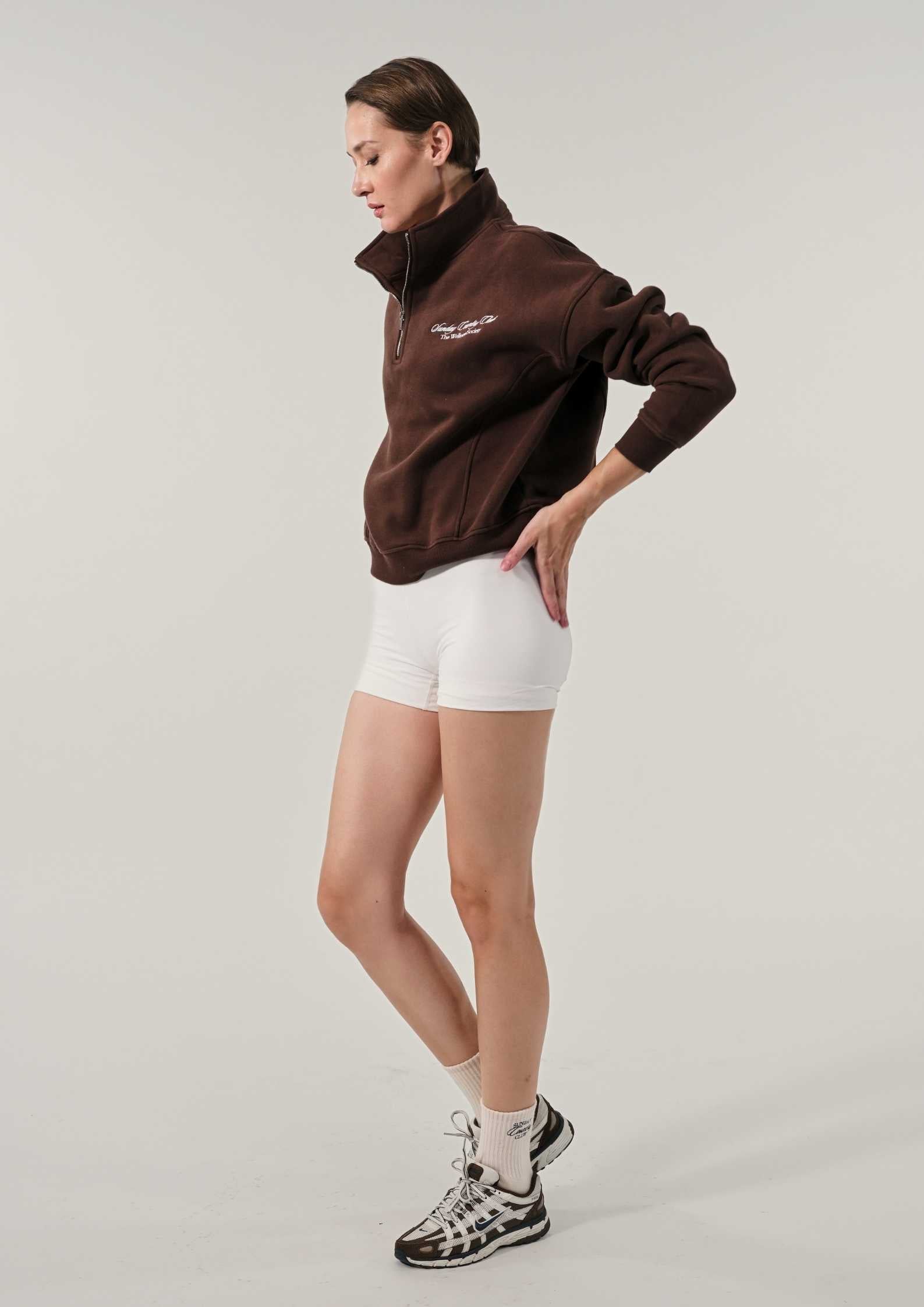 Sunday Country Club Half-Zip Sweater in Mahogany