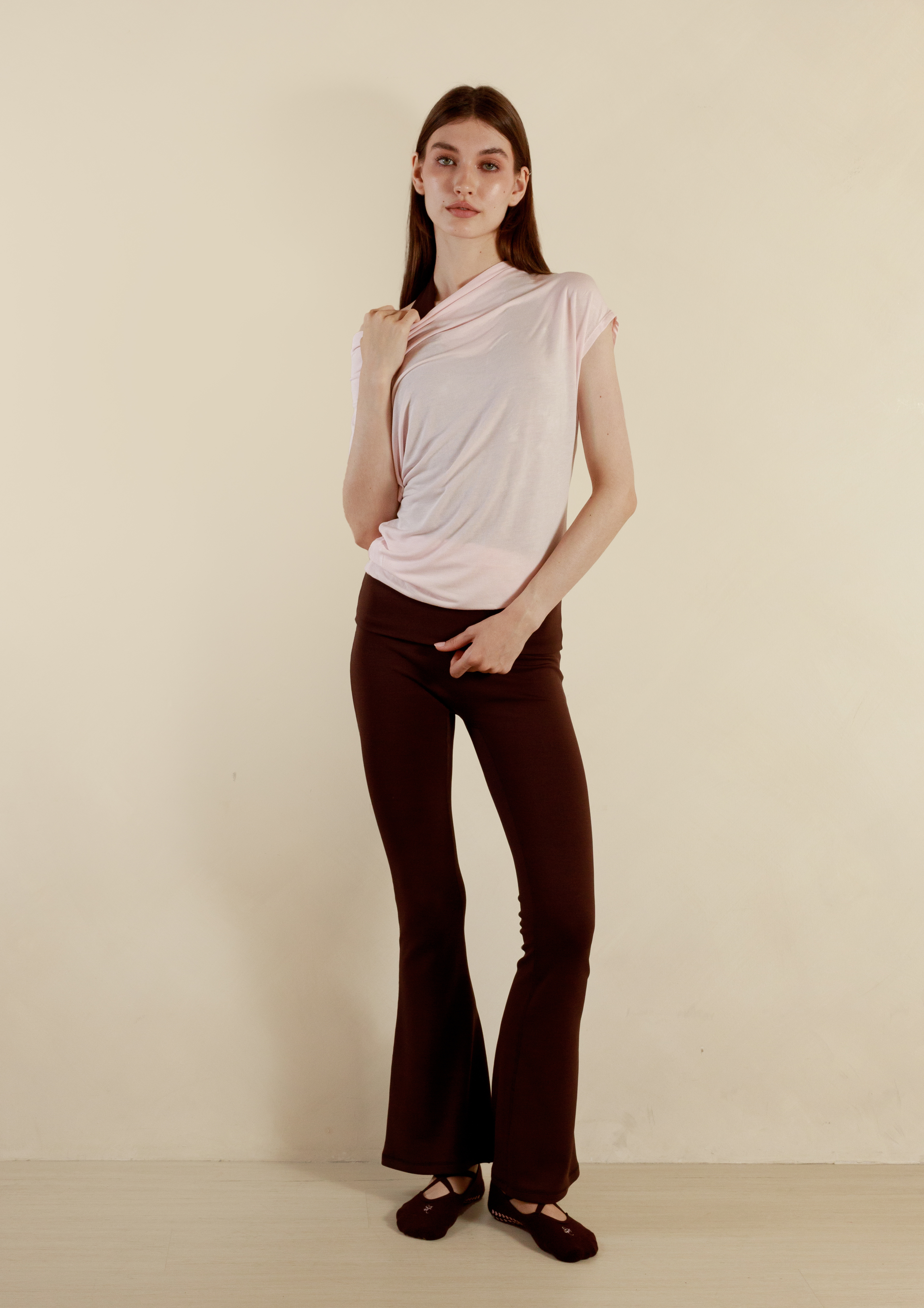 Buttery Soft Drape Off-Shoulder Top in Strawberry Milk