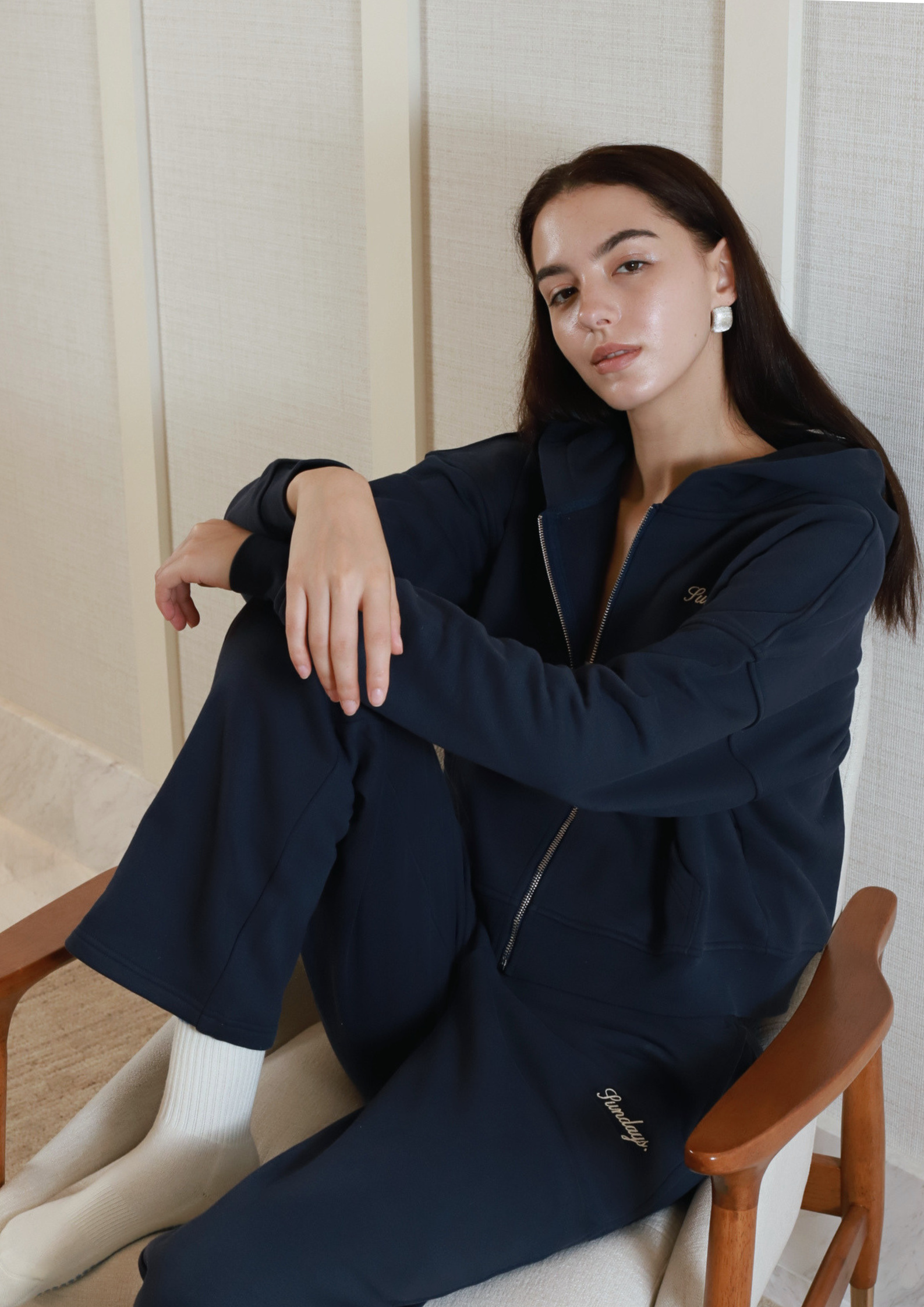Sundays 100% Cotton Zip Hoodie in Royale Blue