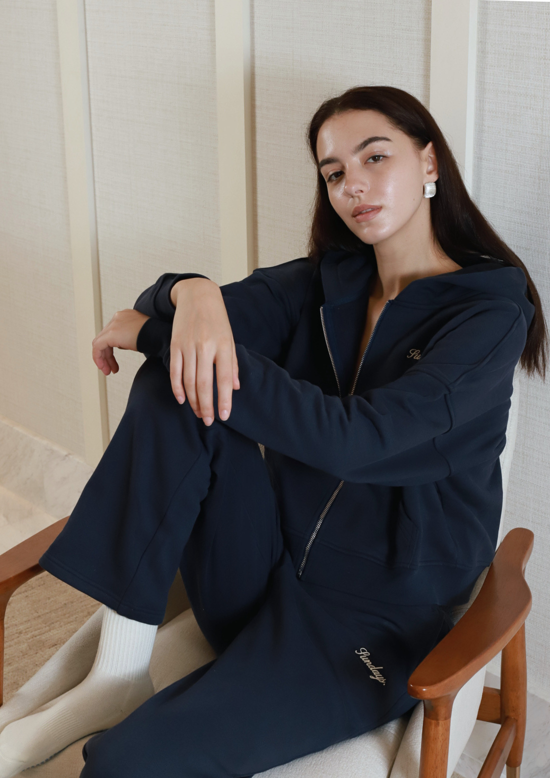 Sundays 100% Cotton Zip Hoodie in Royale Blue