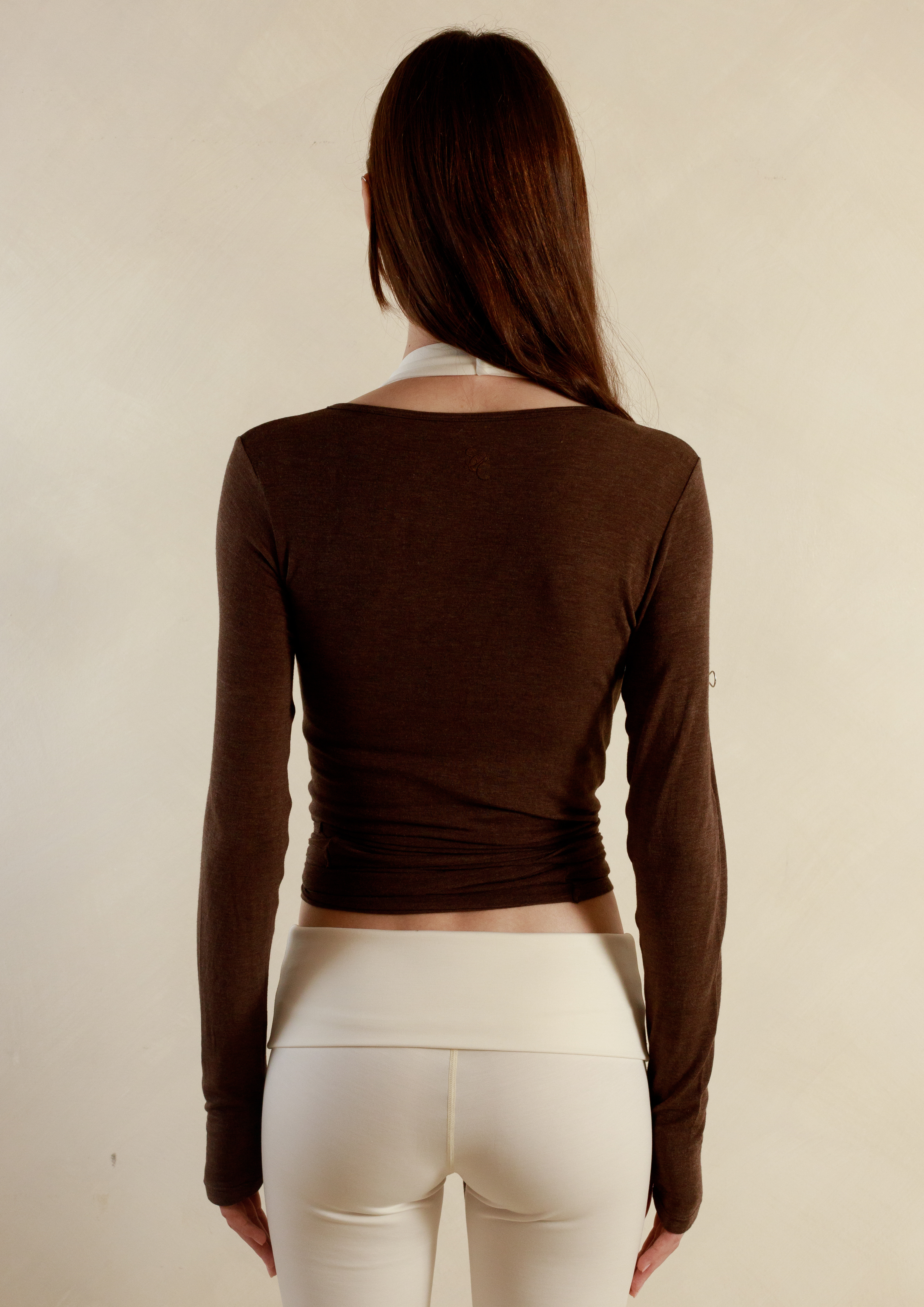 Buttery Soft Pilates Wrap Top in Chocolate