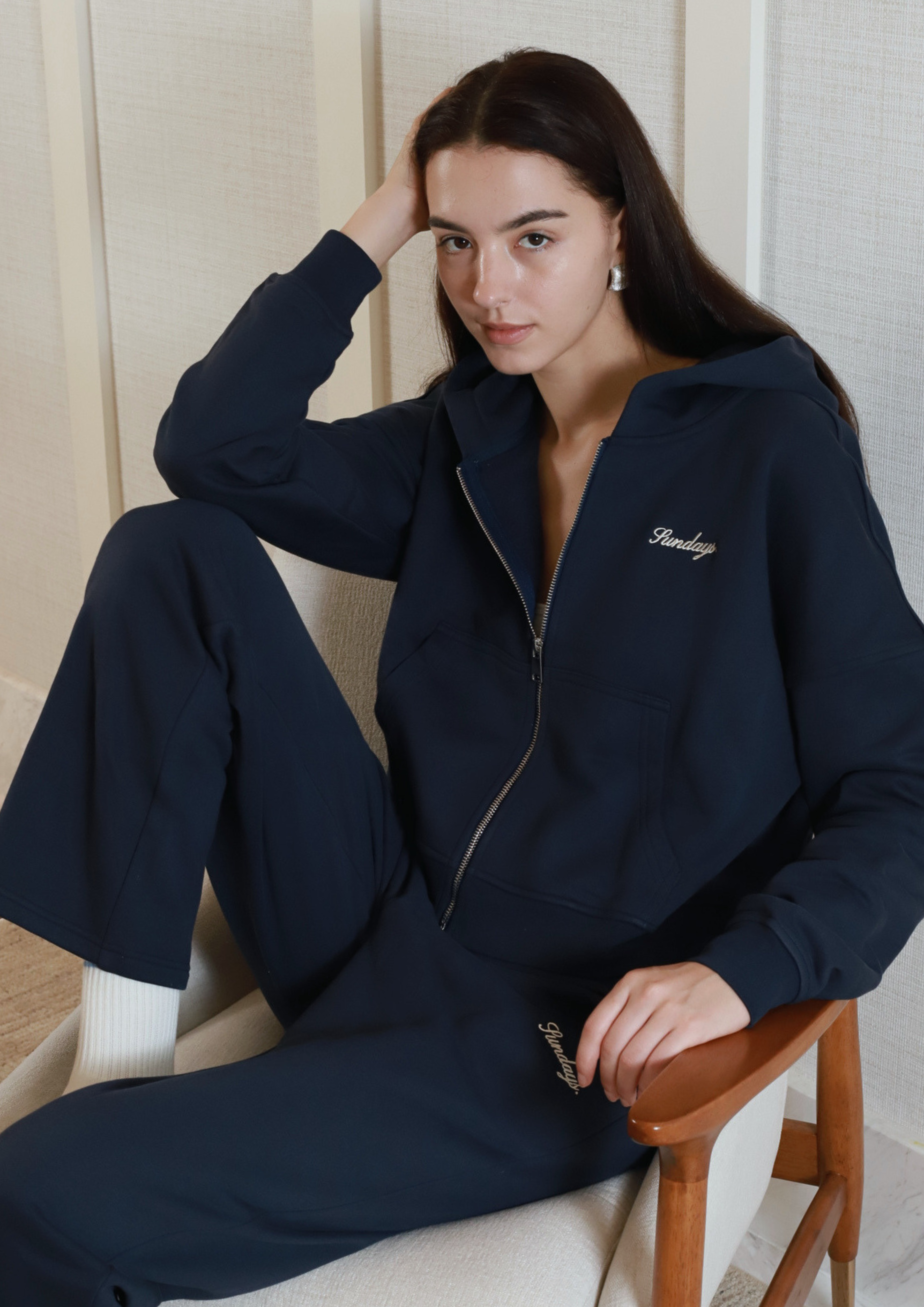 Sundays 100% Cotton Zip Hoodie in Royale Blue