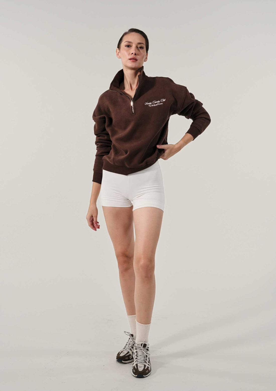 Sunday Country Club Half-Zip Sweater in Mahogany