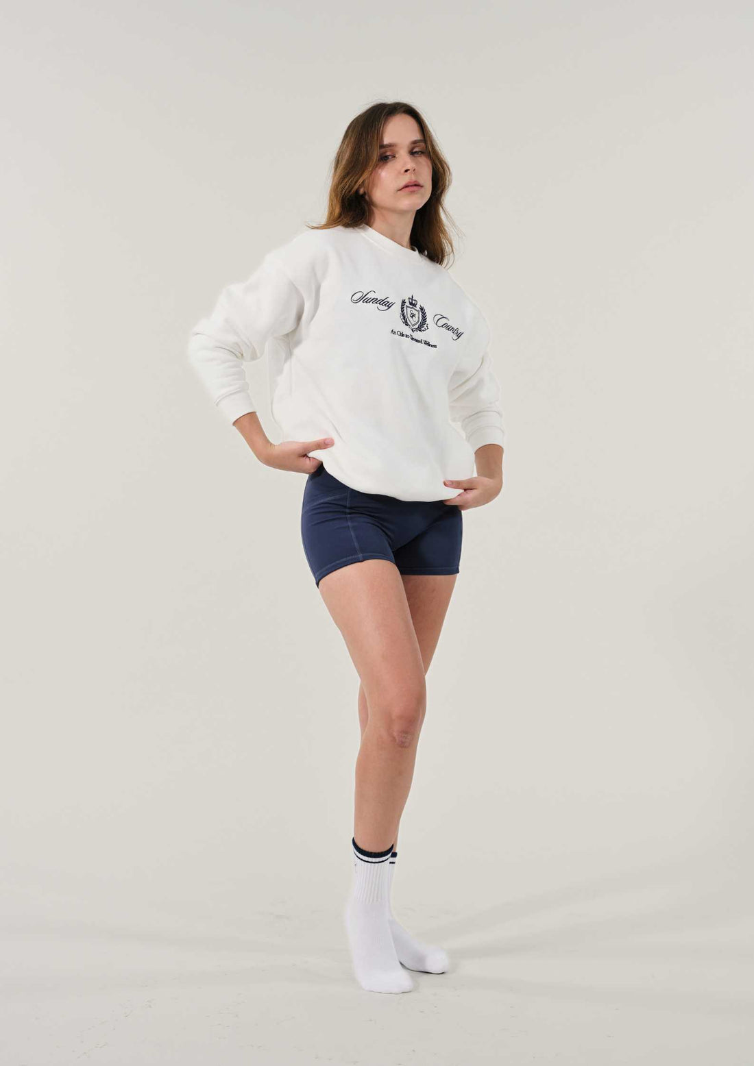 Sunday Country Club Crew Neck Sweater in Ivory