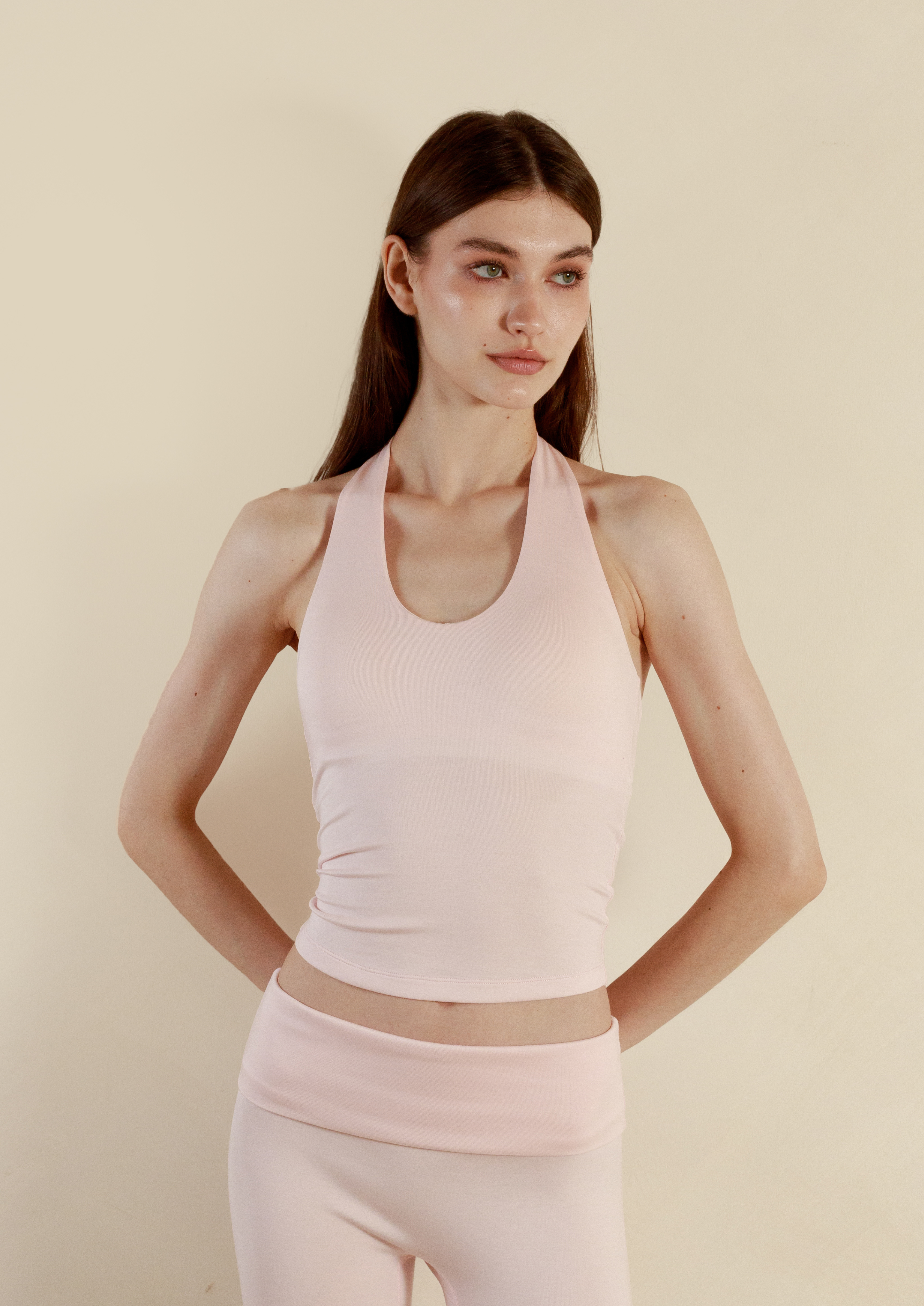 Soft Sculpt Halter Top in Strawberry Milk