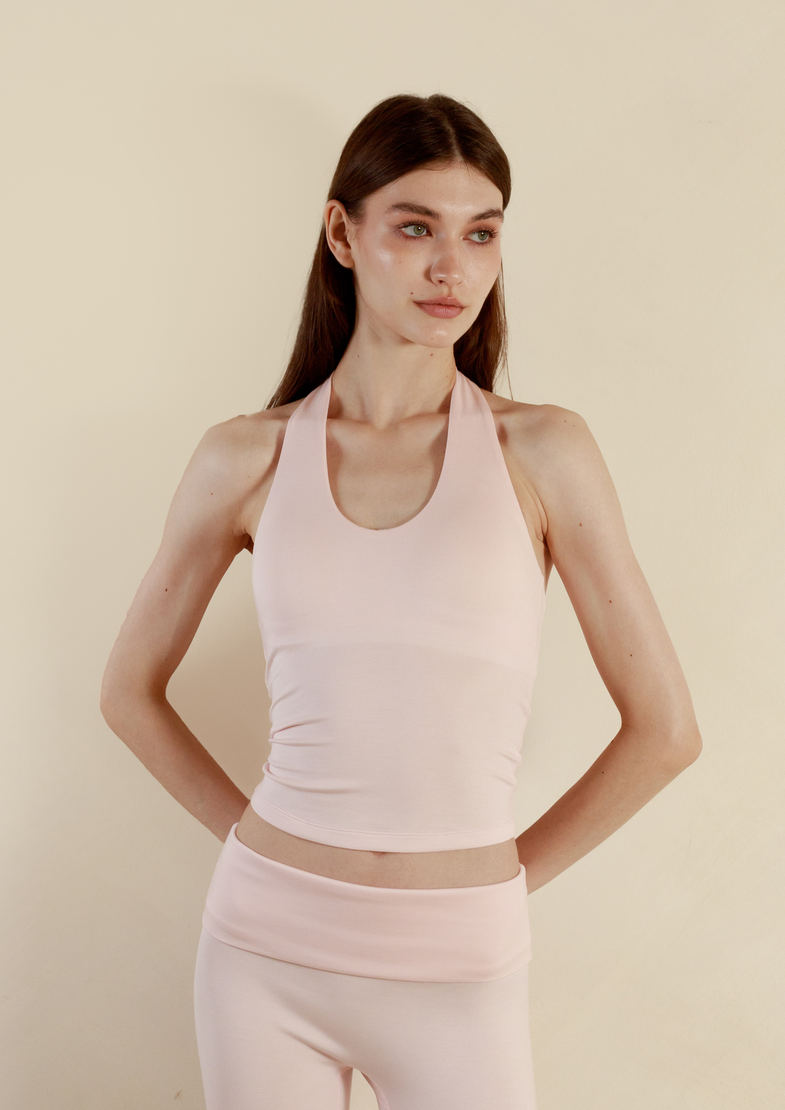 Soft Sculpt Halter Top in Strawberry Milk