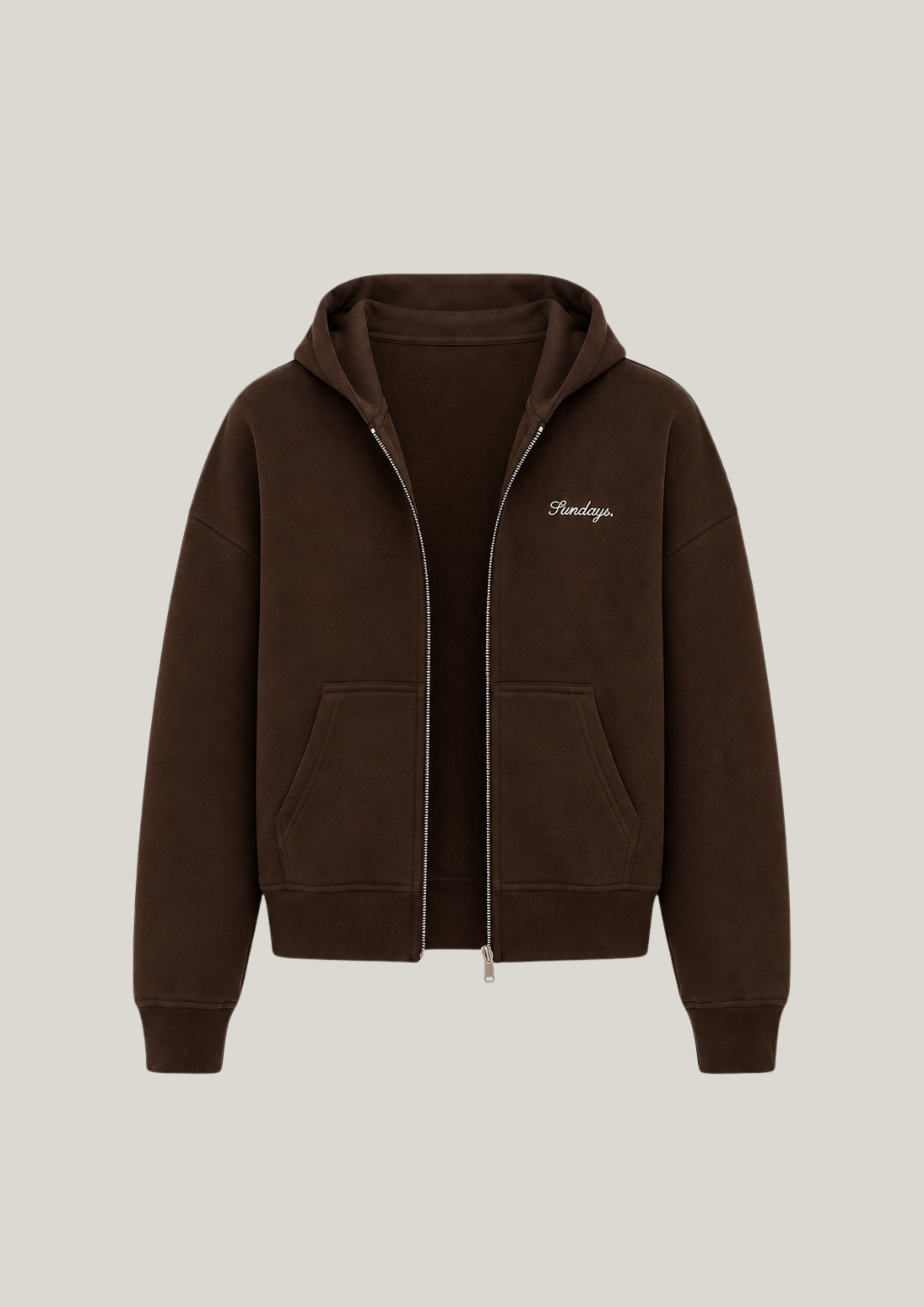 Sundays 100% Cotton Zip Hoodie in Bourbon