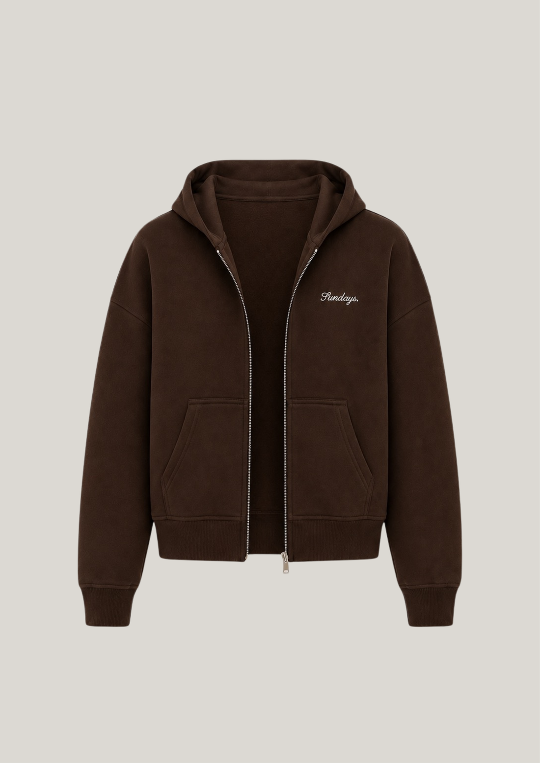 Sundays 100% Cotton Zip Hoodie in Bourbon